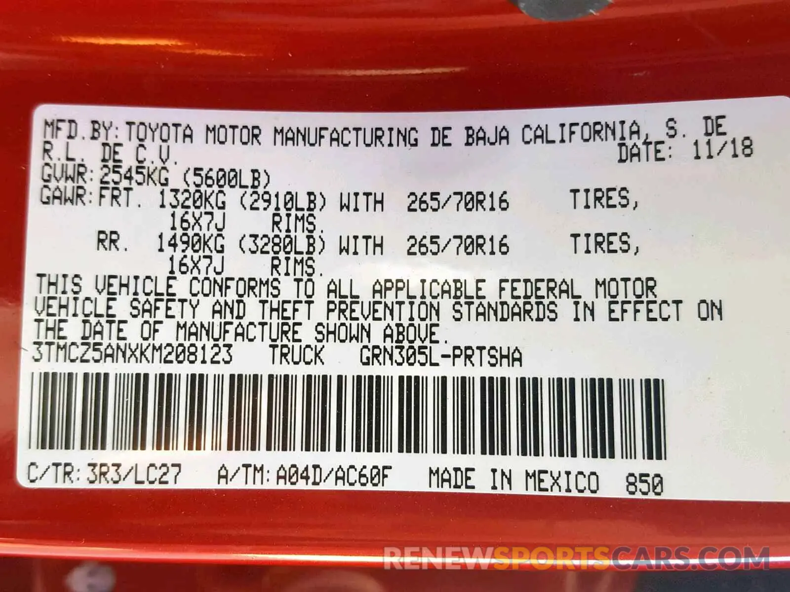 10 Photograph of a damaged car 3TMCZ5ANXKM208123 TOYOTA TACOMA DOU 2019