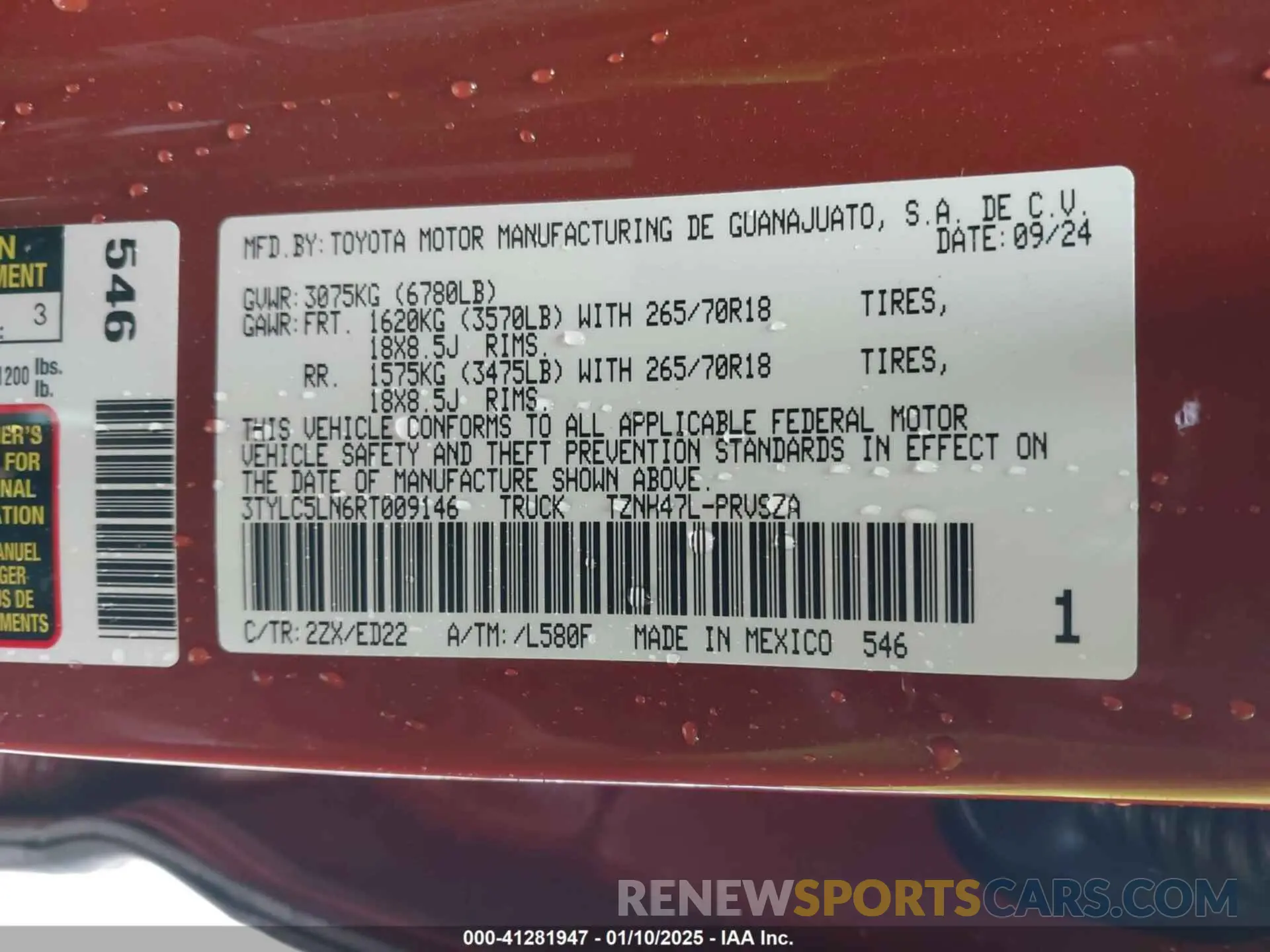 9 Photograph of a damaged car 3TYLC5LN6RT009146 TOYOTA TACOMA HYBRID 2024