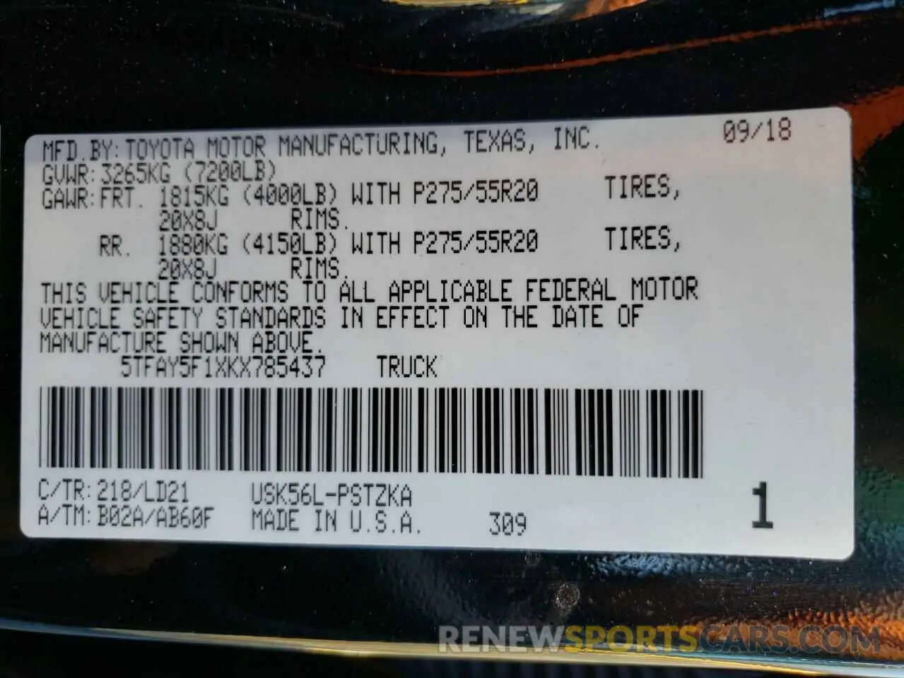 10 Photograph of a damaged car 5TFAY5F1XKX785437 TOYOTA TUNDRA 2019