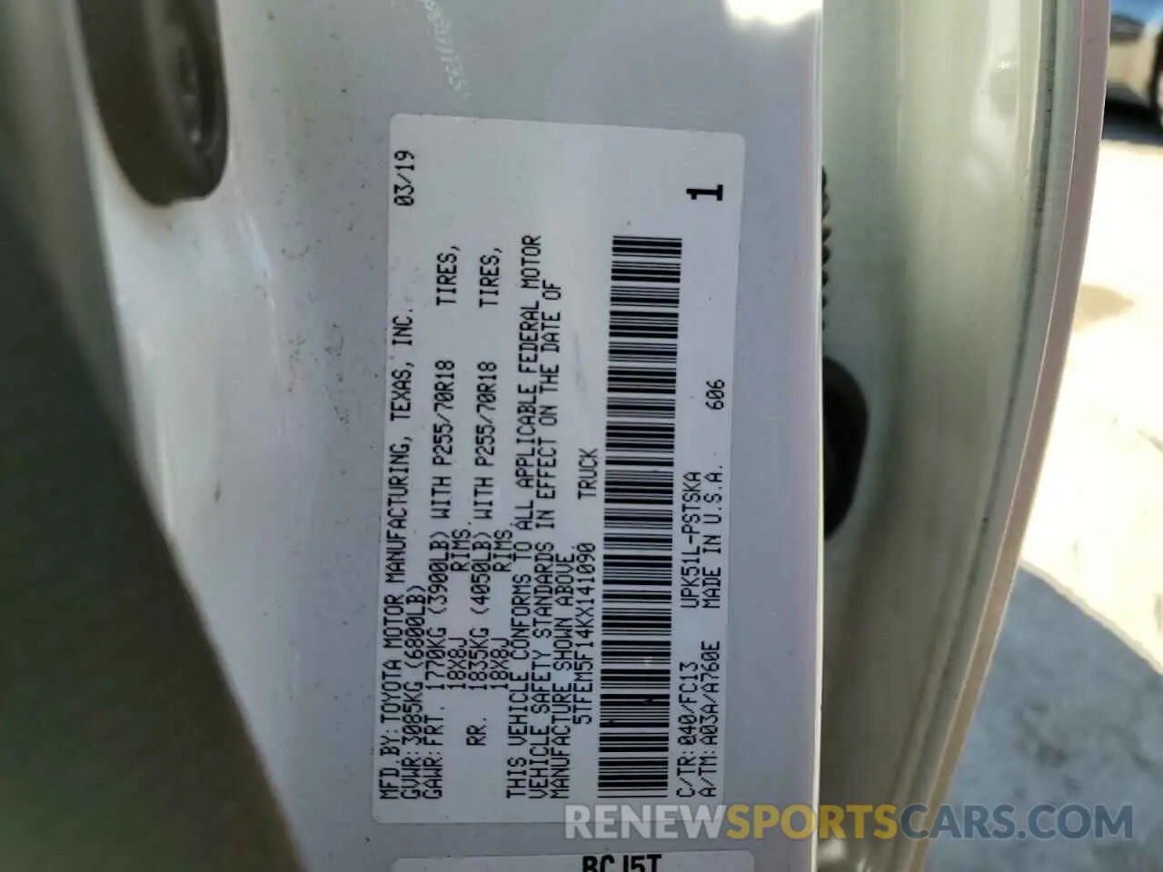 12 Photograph of a damaged car 5TFEM5F14KX141090 TOYOTA TUNDRA 2019