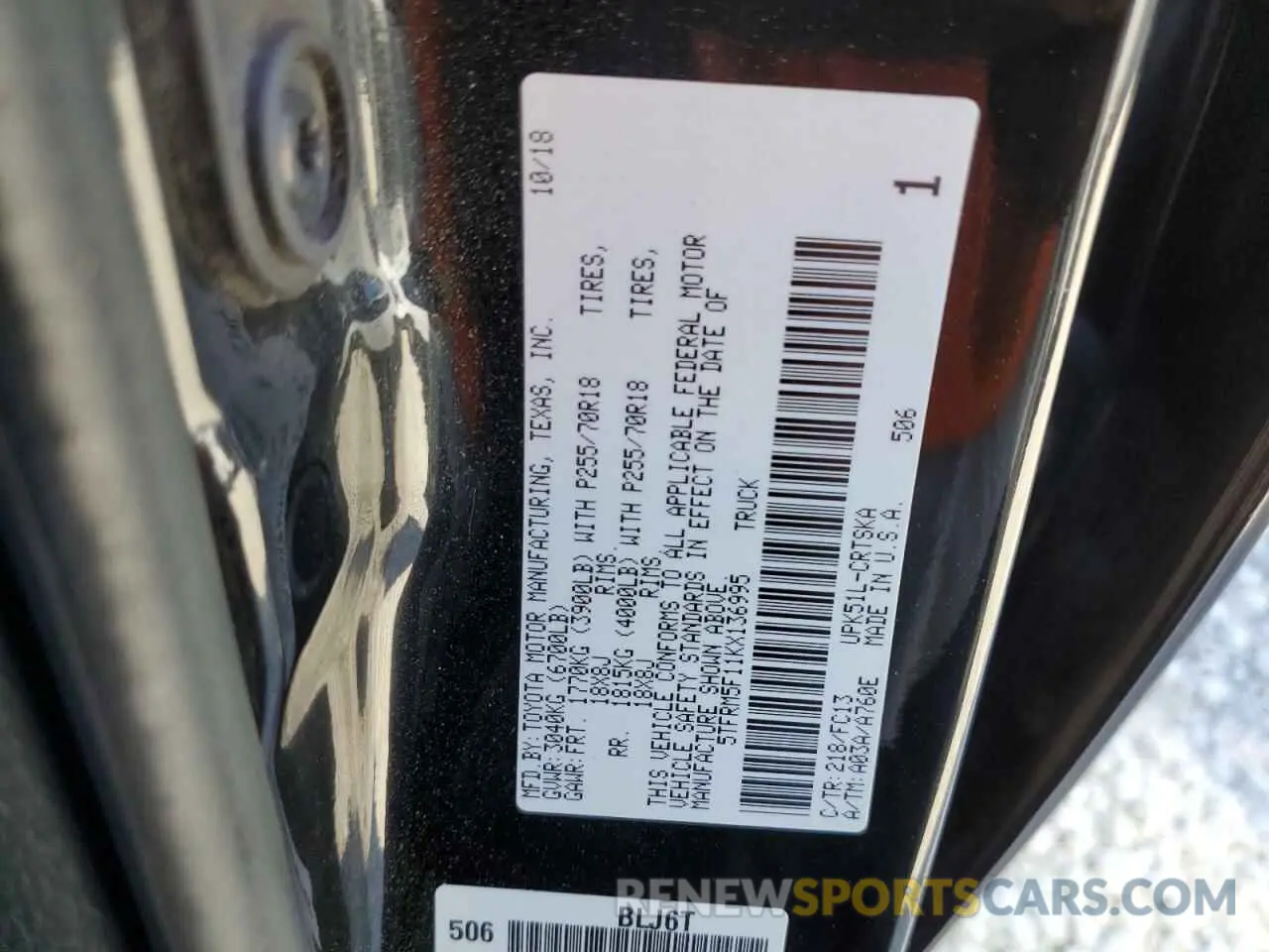 12 Photograph of a damaged car 5TFRM5F11KX136995 TOYOTA TUNDRA 2019