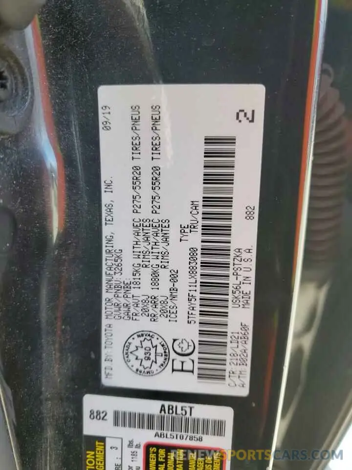13 Фотография поврежденного автомобиля 5TFAY5F11LX883080 TOYOTA TUNDRA 2020