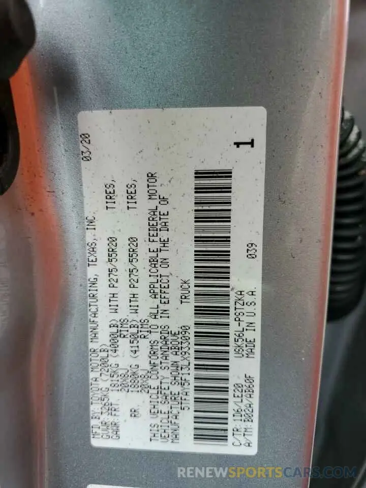 13 Фотография поврежденного автомобиля 5TFAY5F13LX933090 TOYOTA TUNDRA 2020