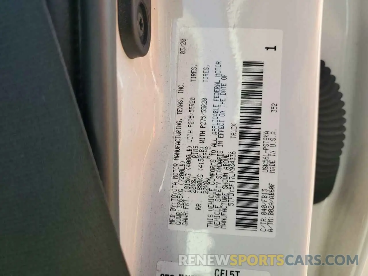 14 Фотография поврежденного автомобиля 5TFDY5F17LX934336 TOYOTA TUNDRA 2020