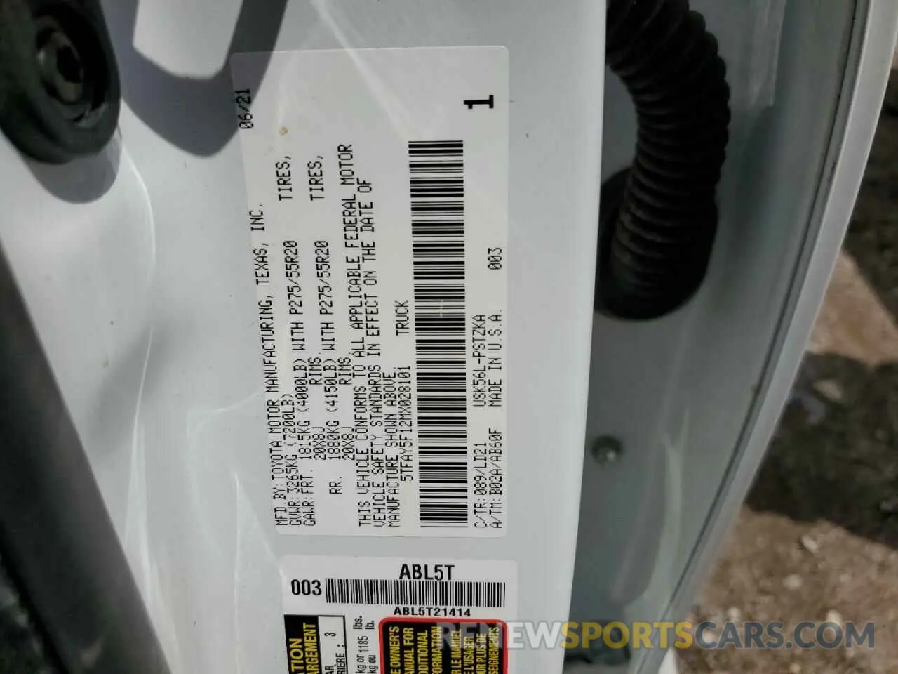 10 Фотография поврежденного автомобиля 5TFAY5F12MX028101 TOYOTA TUNDRA 2021