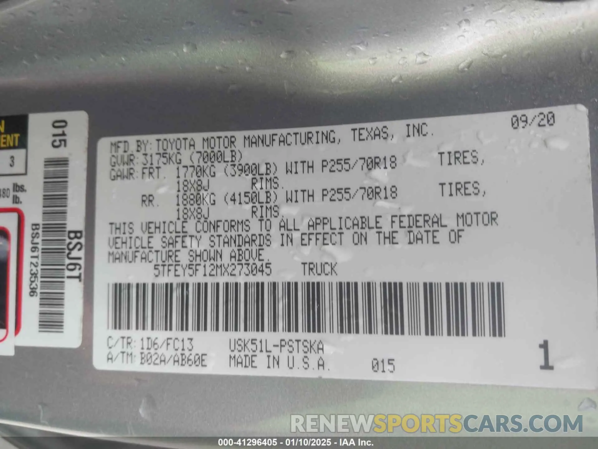 9 Photograph of a damaged car 5TFEY5F12MX273045 TOYOTA TUNDRA 2021