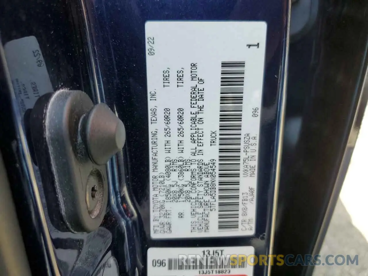 12 Photograph of a damaged car 5TFLA5DB8NX054549 TOYOTA TUNDRA 2022