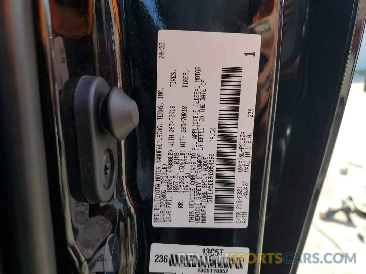 12 Photograph of a damaged car 5TFLA5DB9NX054592 TOYOTA TUNDRA 2022