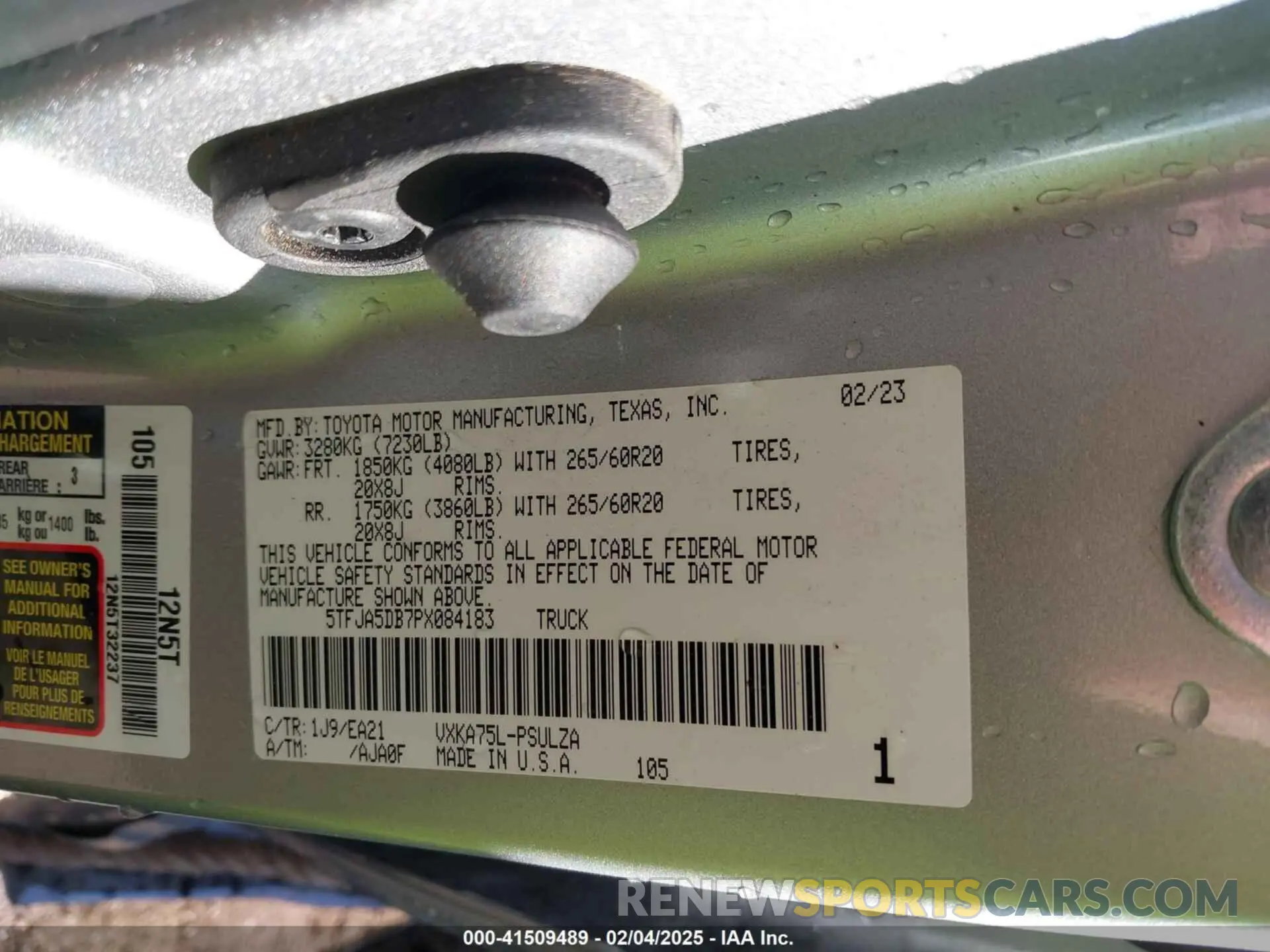 9 Фотография поврежденного автомобиля 5TFJA5DB7PX084183 TOYOTA TUNDRA 2023