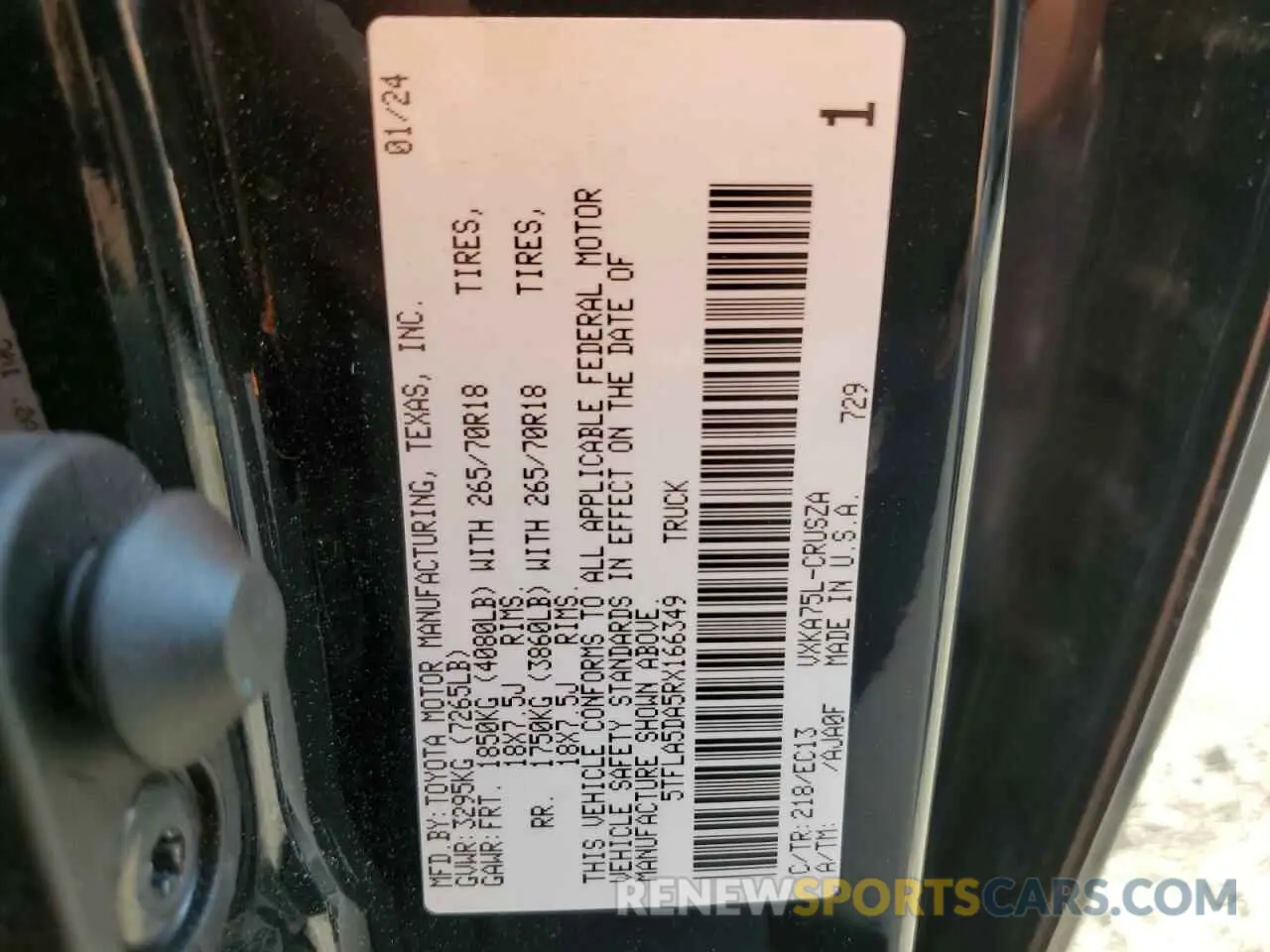 13 Фотография поврежденного автомобиля 5TFLA5DA5RX166349 TOYOTA TUNDRA 2024