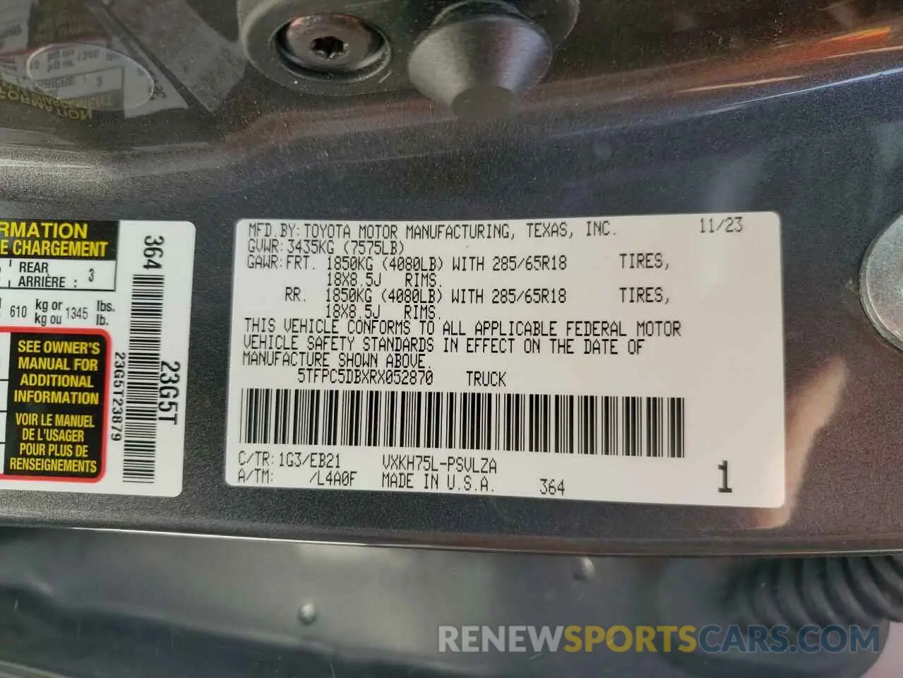 12 Фотография поврежденного автомобиля 5TFPC5DBXRX052870 TOYOTA TUNDRA 2024