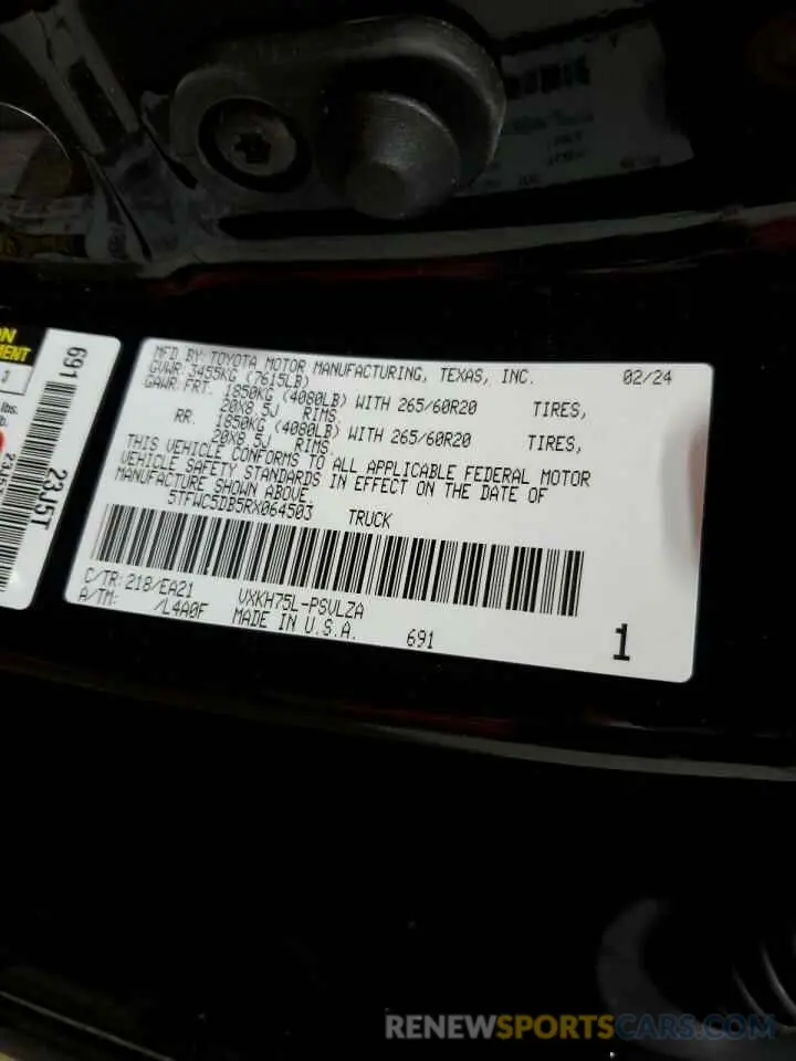 12 Фотография поврежденного автомобиля 5TFWC5DB5RX064503 TOYOTA TUNDRA 2024