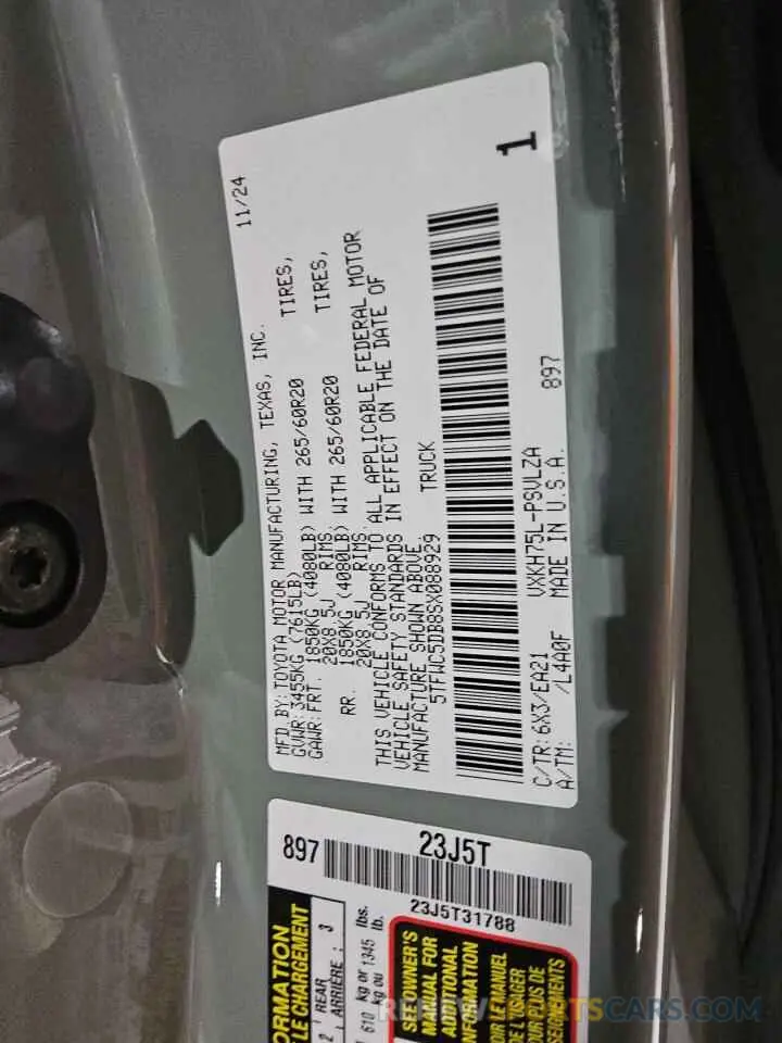 13 Фотография поврежденного автомобиля 5TFWC5DB8SX088929 TOYOTA TUNDRA 2025