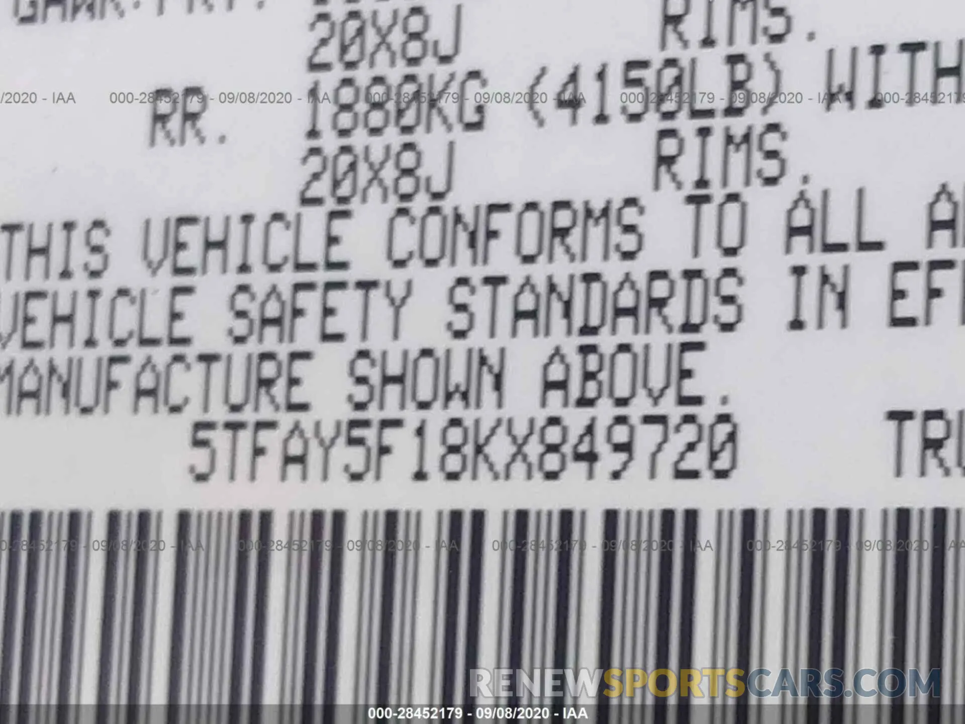 9 Photograph of a damaged car 5TFAY5F18KX849720 TOYOTA TUNDRA 4WD 2019