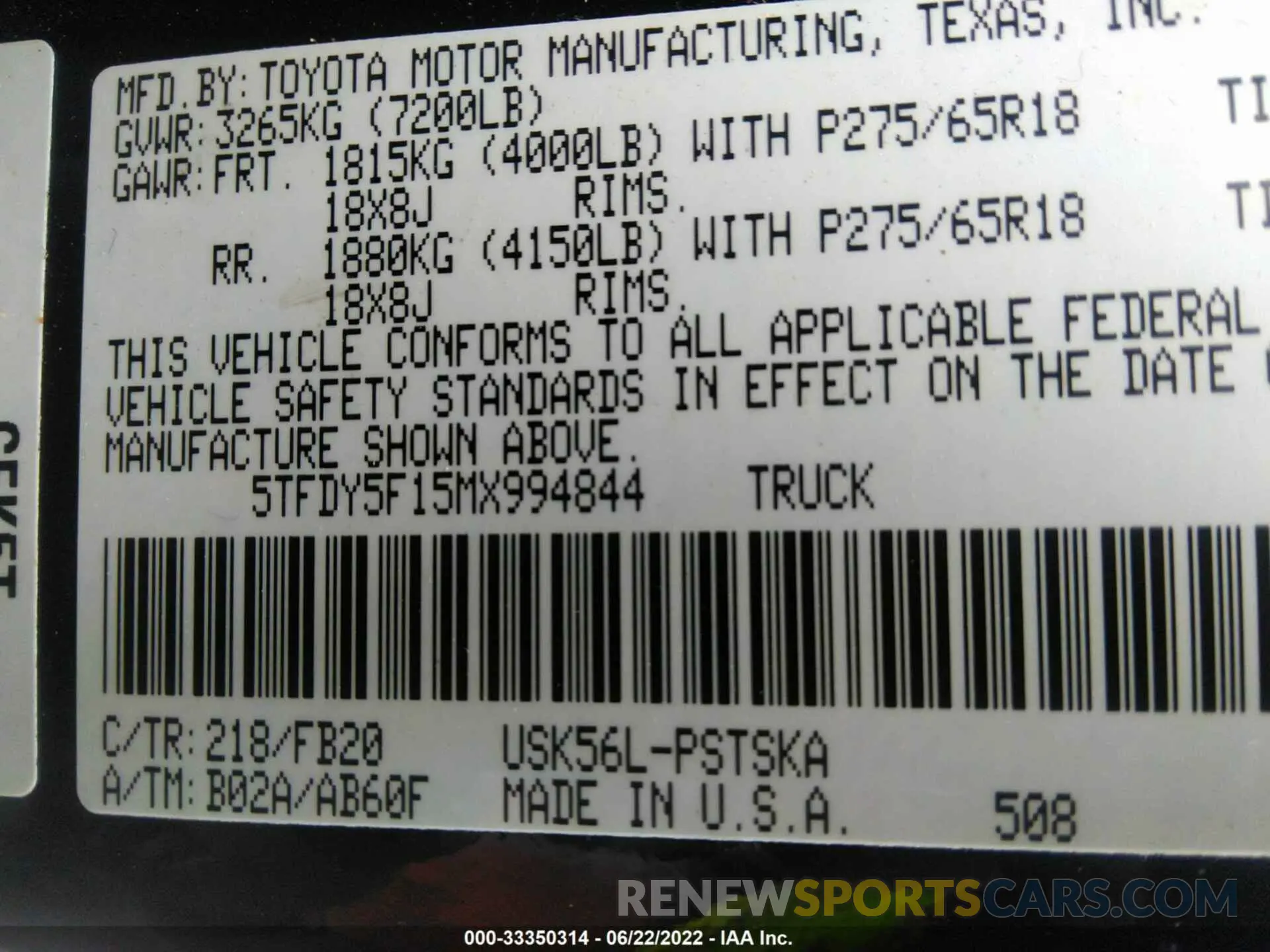 9 Photograph of a damaged car 5TFDY5F15MX994844 TOYOTA TUNDRA 4WD 2021