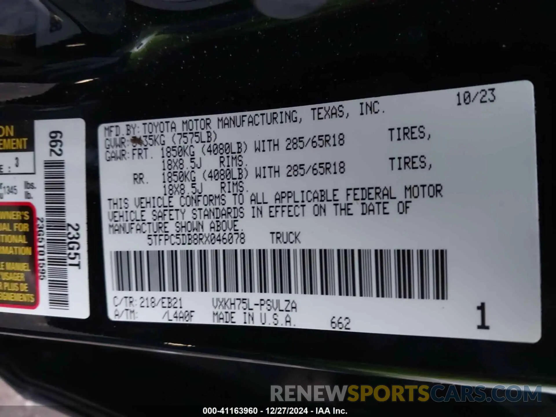 9 Photograph of a damaged car 5TFPC5DB8RX046078 TOYOTA TUNDRA HYBRID 2024