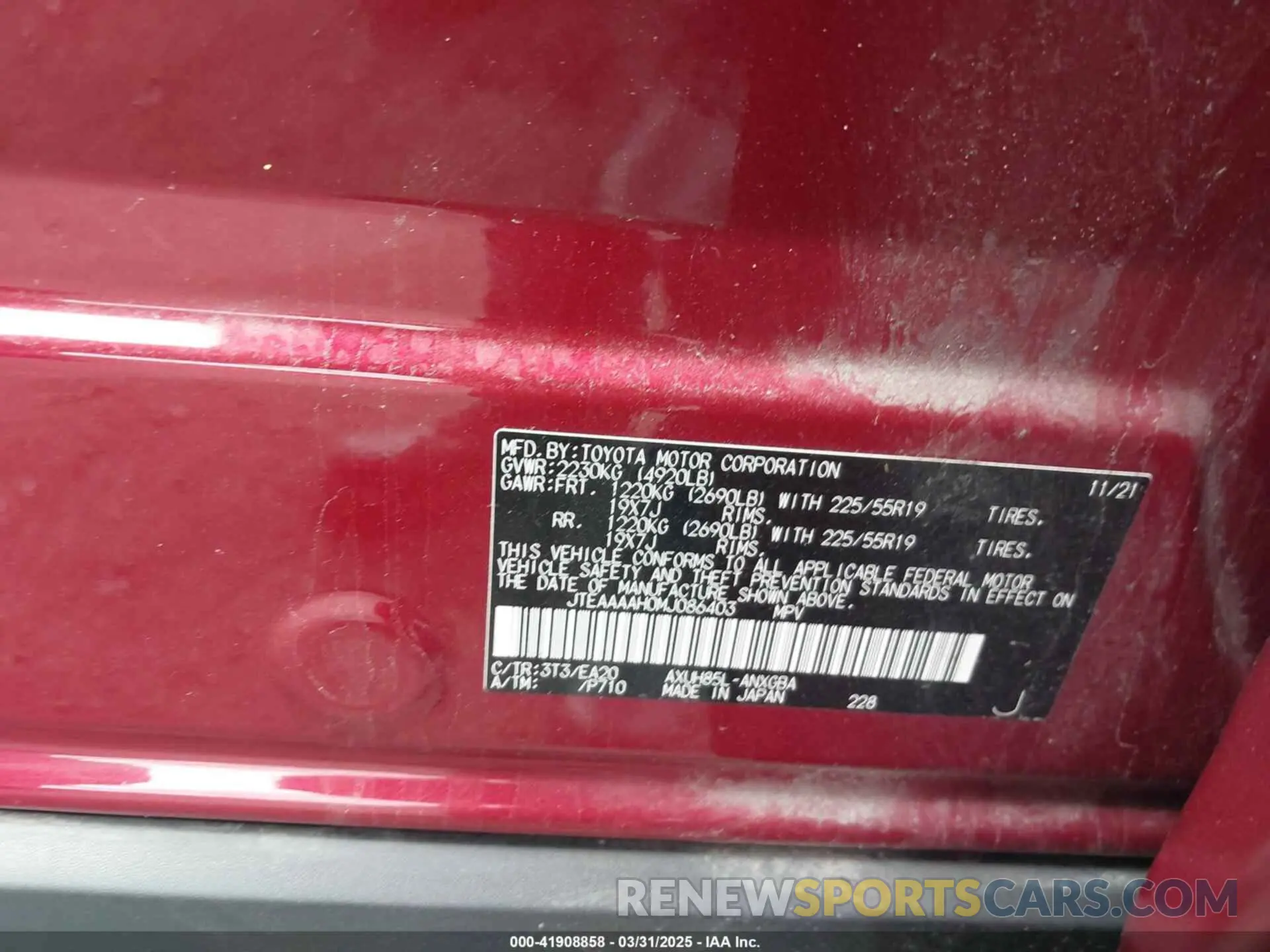 9 Фотография поврежденного автомобиля JTEAAAAH0MJ086403 TOYOTA VENZA 2021