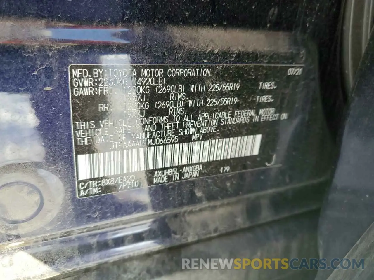 13 Photograph of a damaged car JTEAAAAH1MJ066595 TOYOTA VENZA 2021