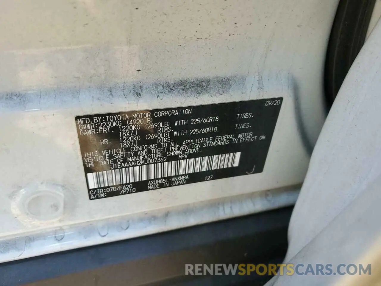 13 Фотография поврежденного автомобиля JTEAAAAH2MJ007362 TOYOTA VENZA 2021