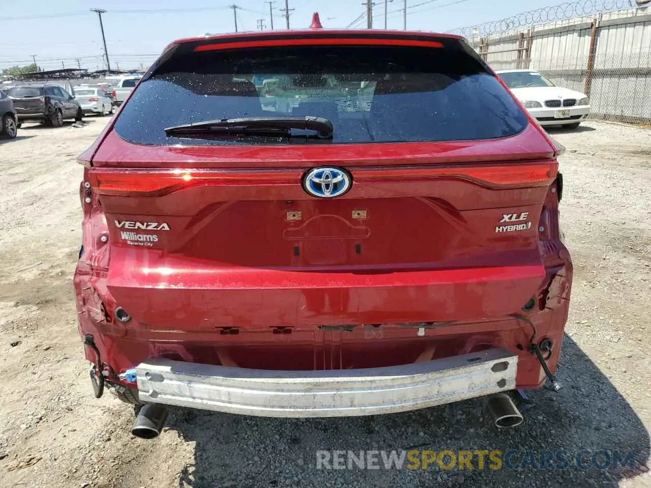 6 Photograph of a damaged car JTEAAAAH2MJ023741 TOYOTA VENZA 2021
