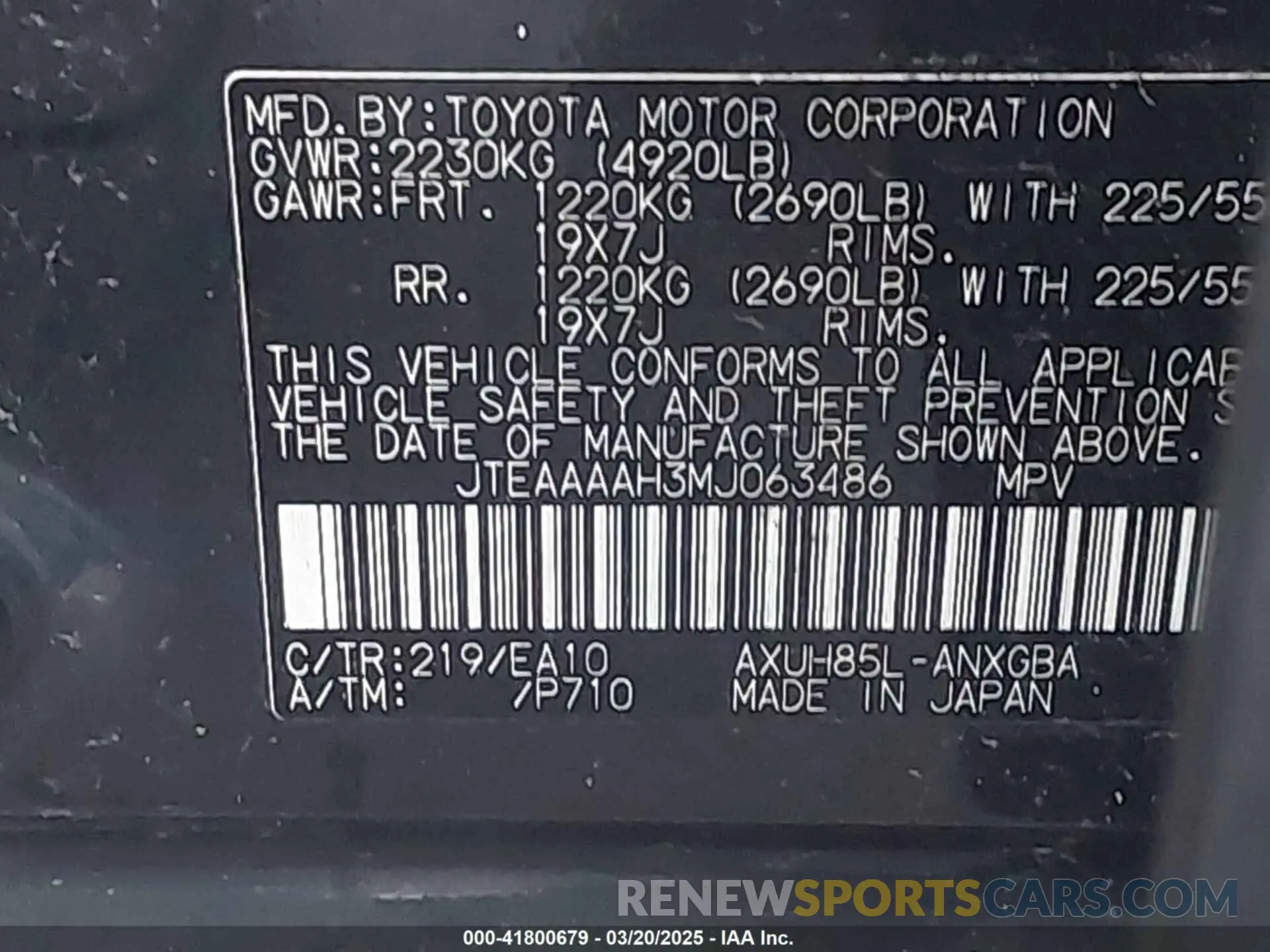 9 Фотография поврежденного автомобиля JTEAAAAH3MJ063486 TOYOTA VENZA 2021