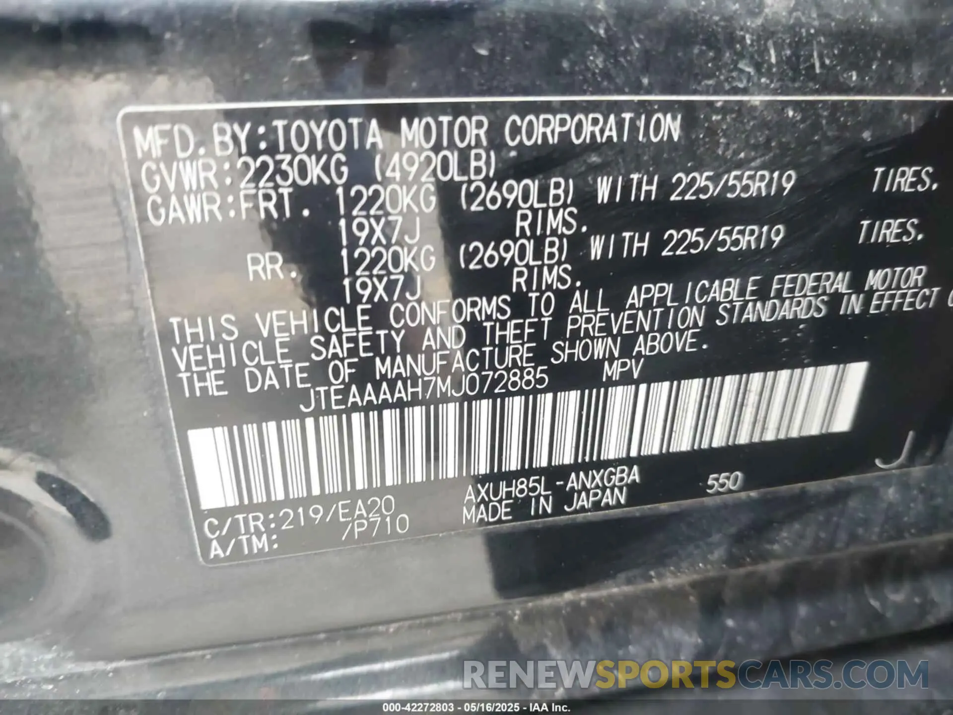 9 Фотография поврежденного автомобиля JTEAAAAH7MJ072885 TOYOTA VENZA 2021