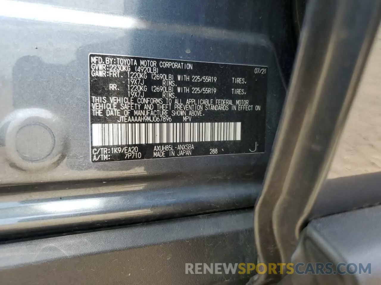 13 Фотография поврежденного автомобиля JTEAAAAH9MJ067896 TOYOTA VENZA 2021