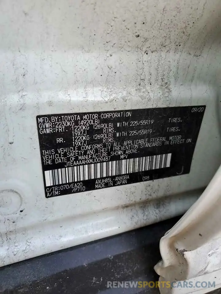 13 Фотография поврежденного автомобиля JTEAAAAHXMJ009487 TOYOTA VENZA 2021