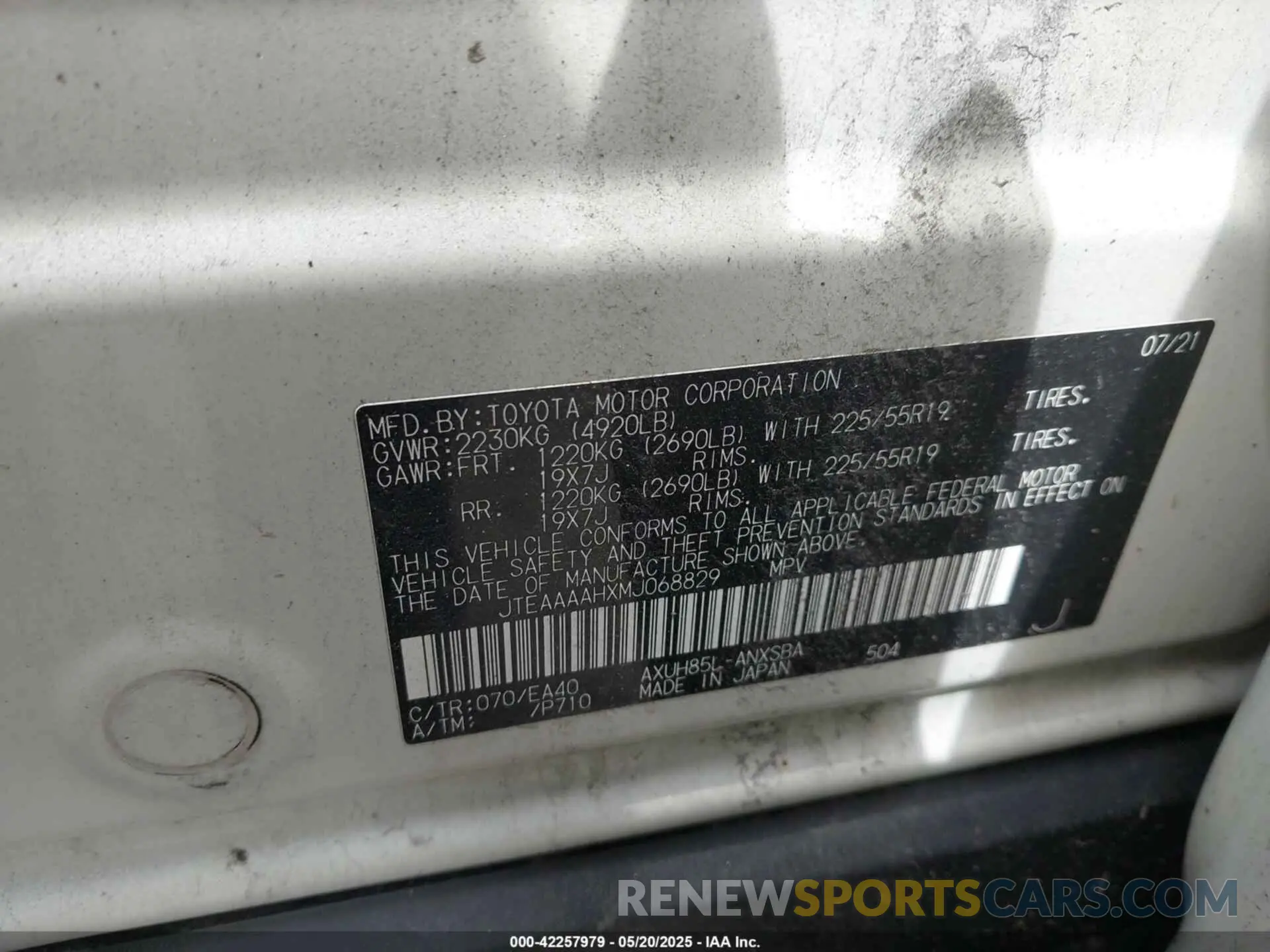 9 Фотография поврежденного автомобиля JTEAAAAHXMJ068829 TOYOTA VENZA 2021