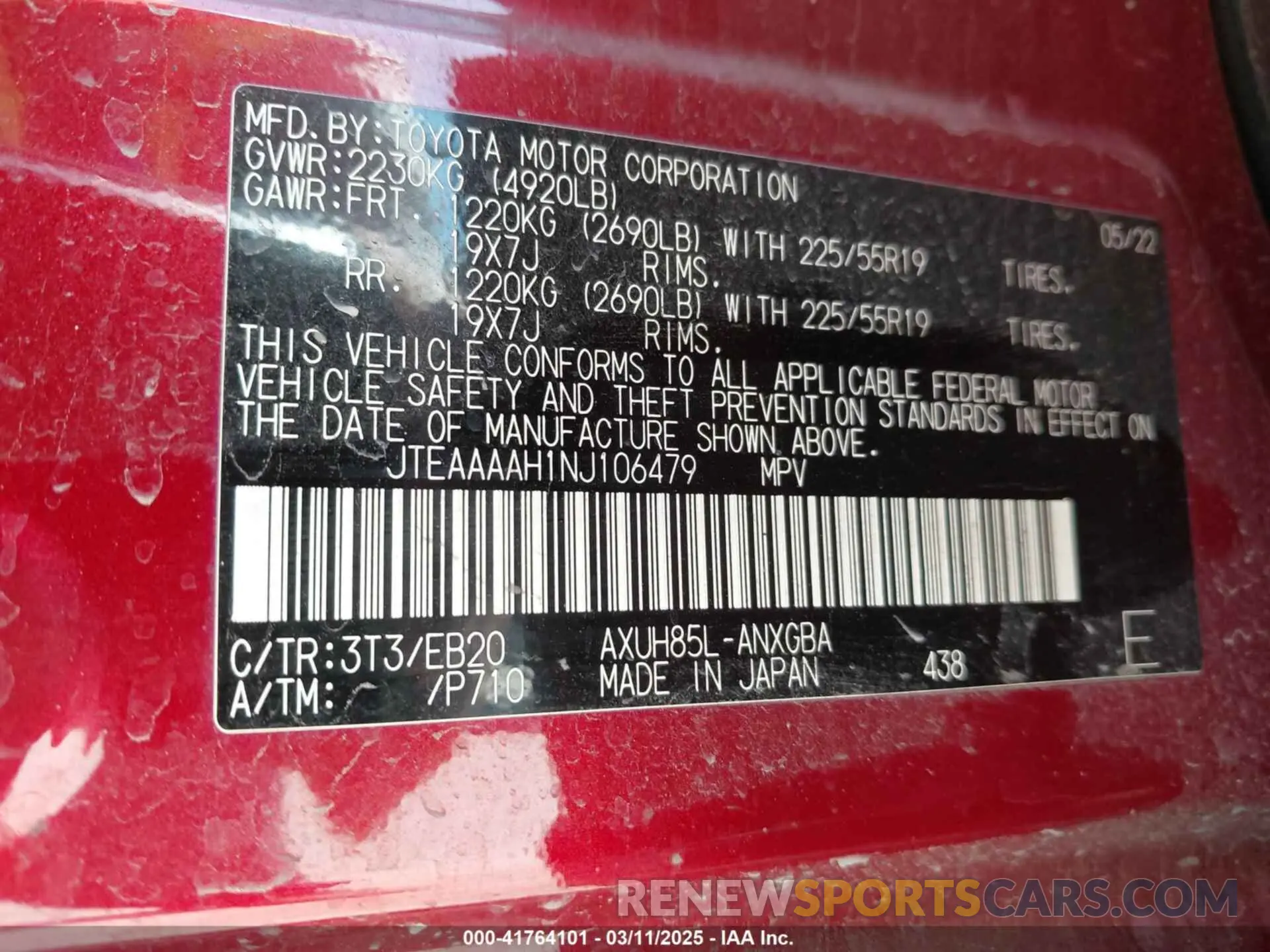 9 Фотография поврежденного автомобиля JTEAAAAH1NJ106479 TOYOTA VENZA 2022