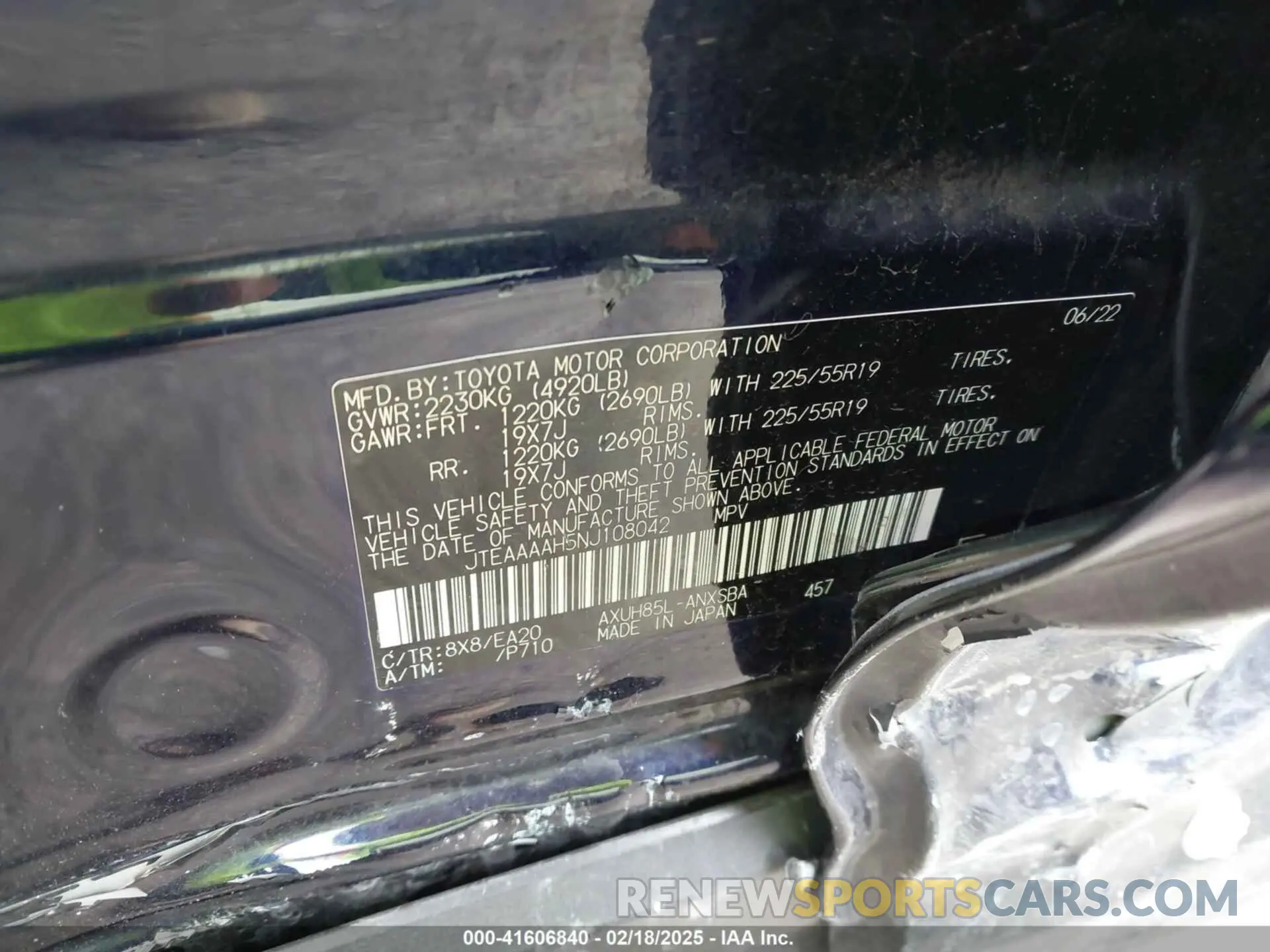 9 Фотография поврежденного автомобиля JTEAAAAH5NJ108042 TOYOTA VENZA 2022