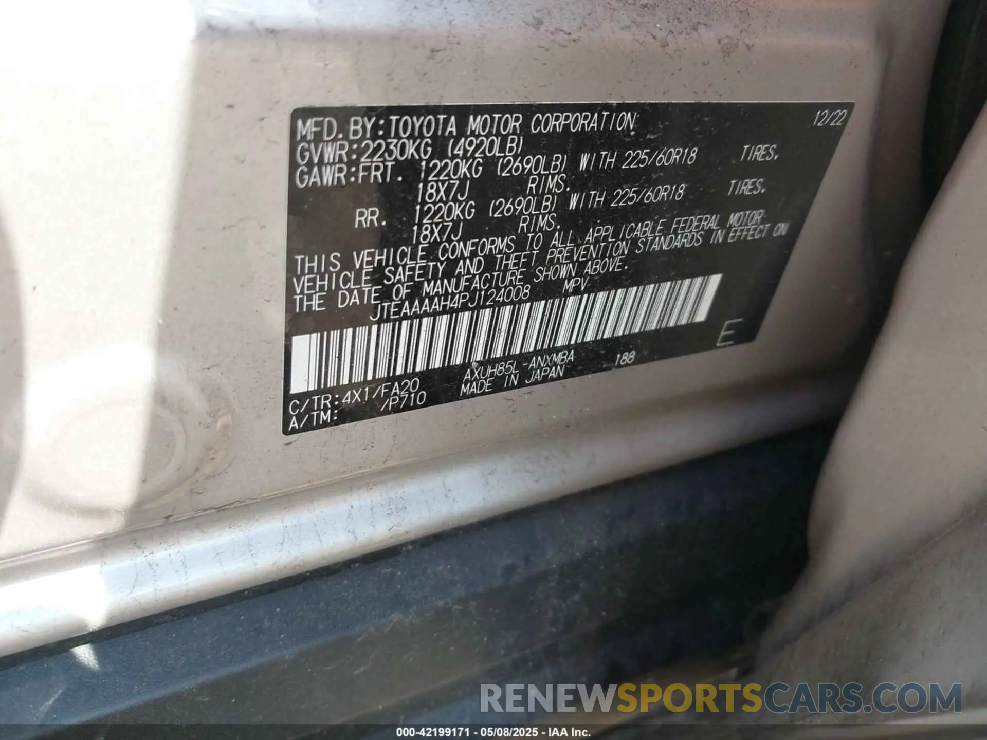9 Photograph of a damaged car JTEAAAAH4PJ124008 TOYOTA VENZA 2023