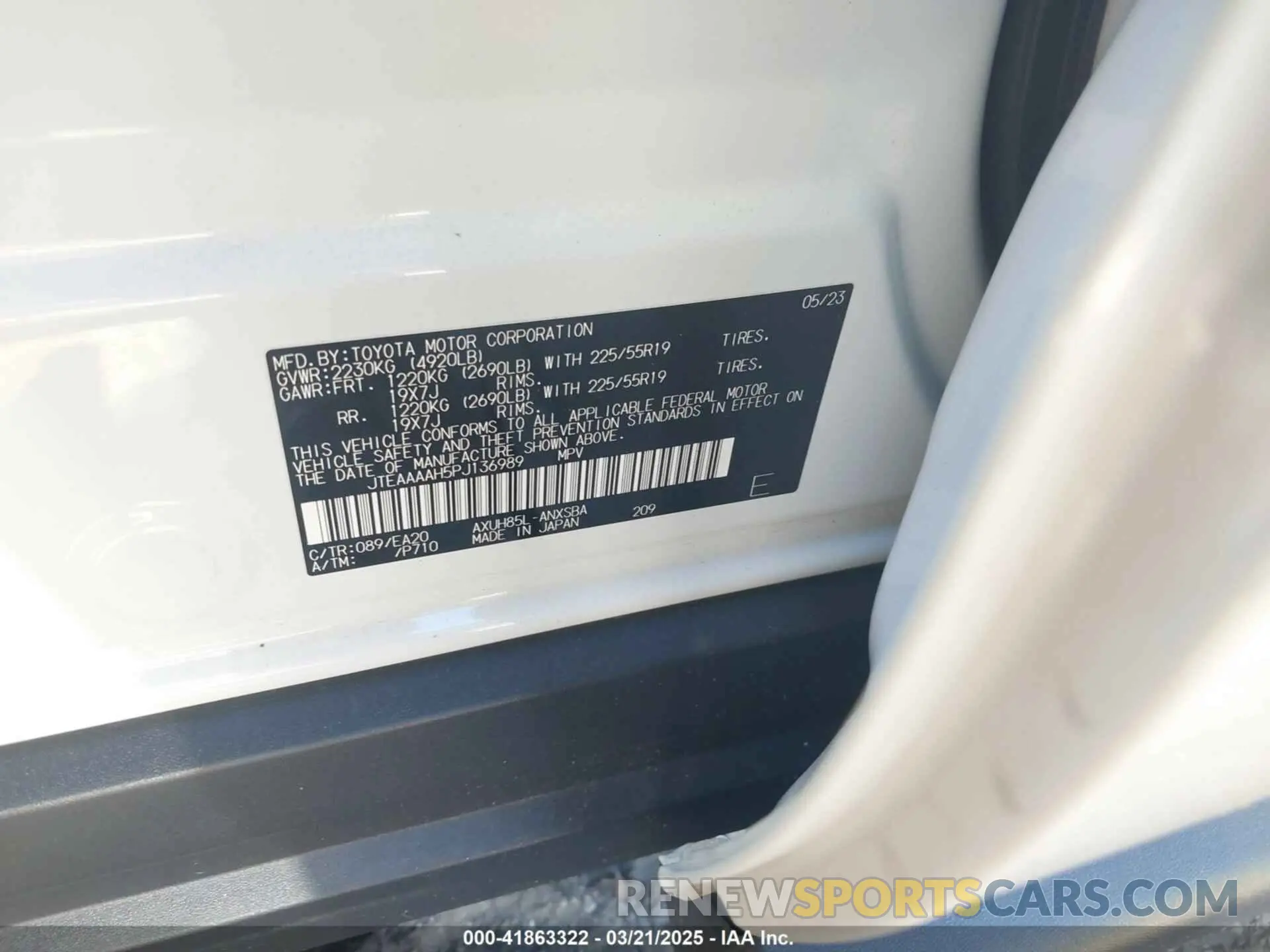 9 Фотография поврежденного автомобиля JTEAAAAH5PJ136989 TOYOTA VENZA 2023