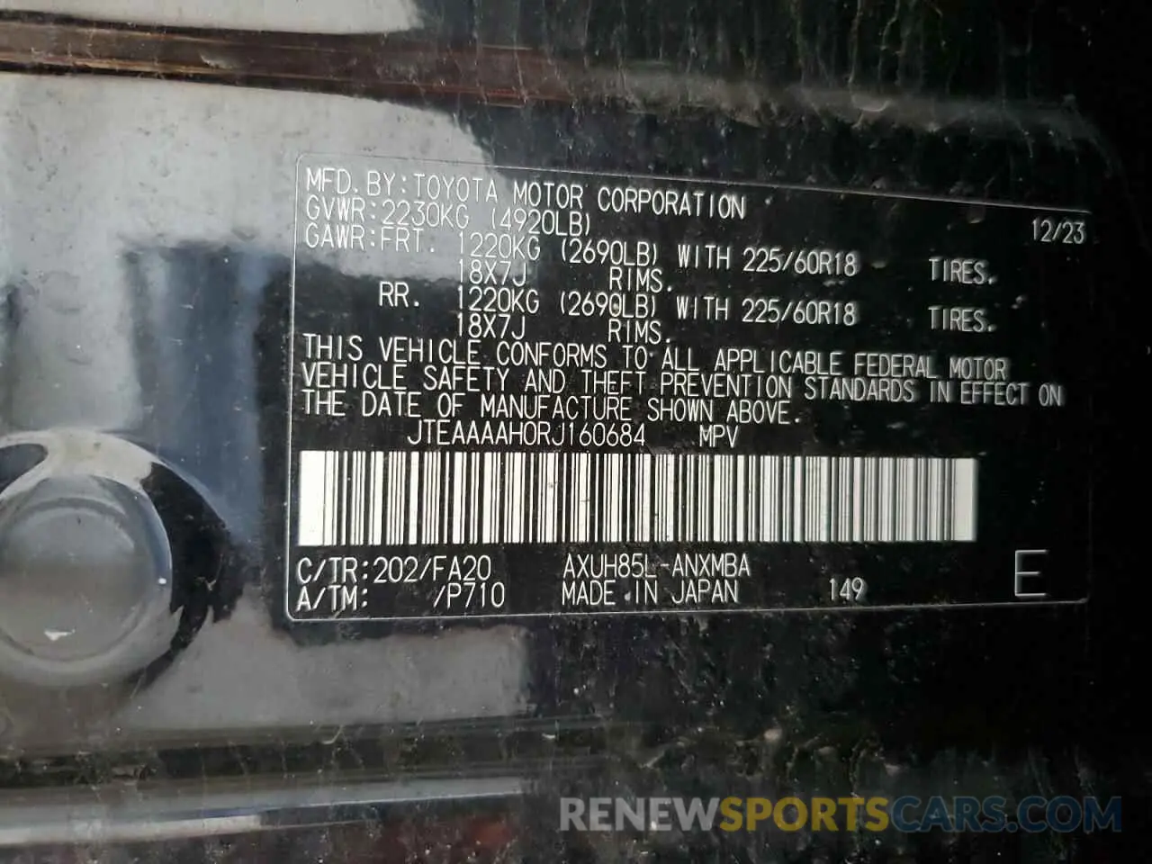 13 Photograph of a damaged car JTEAAAAH0RJ160684 TOYOTA VENZA 2024