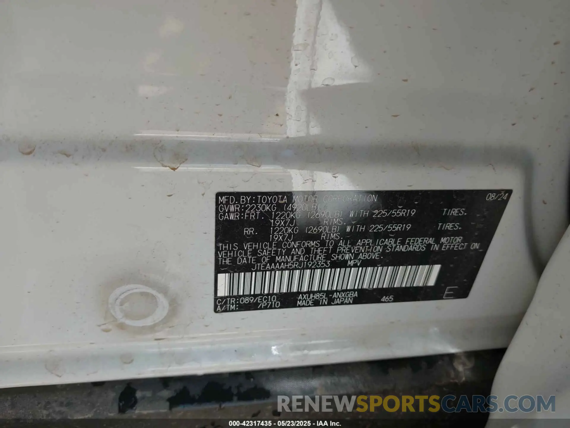 9 Photograph of a damaged car JTEAAAAH5RJ192353 TOYOTA VENZA 2024