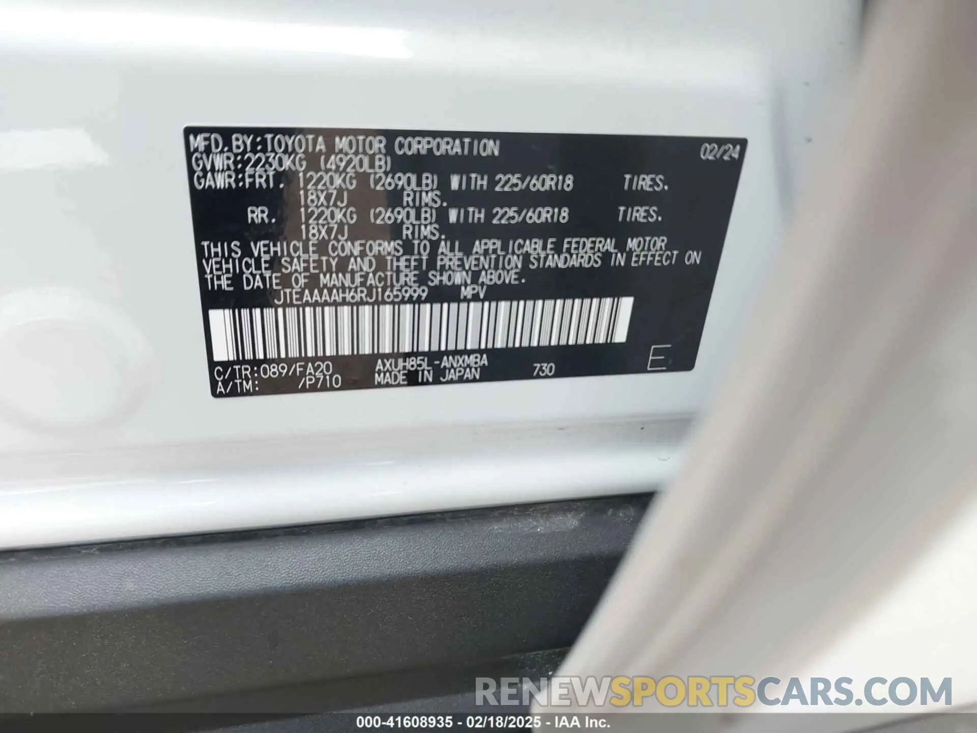 9 Фотография поврежденного автомобиля JTEAAAAH6RJ165999 TOYOTA VENZA 2024