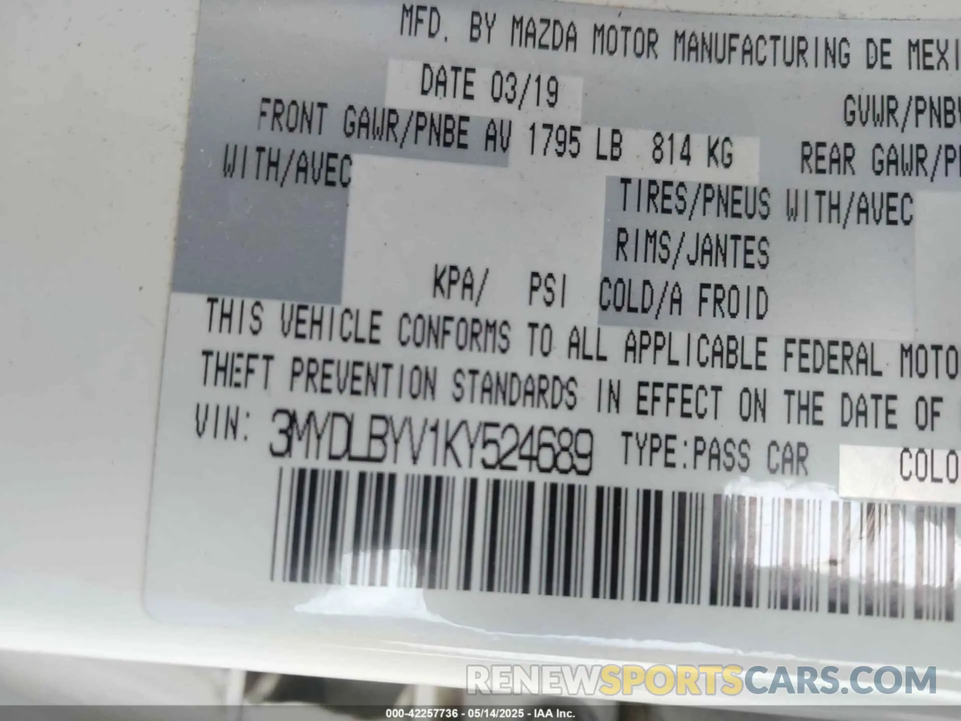 9 Photograph of a damaged car 3MYDLBYV1KY524689 TOYOTA YARIS 2019