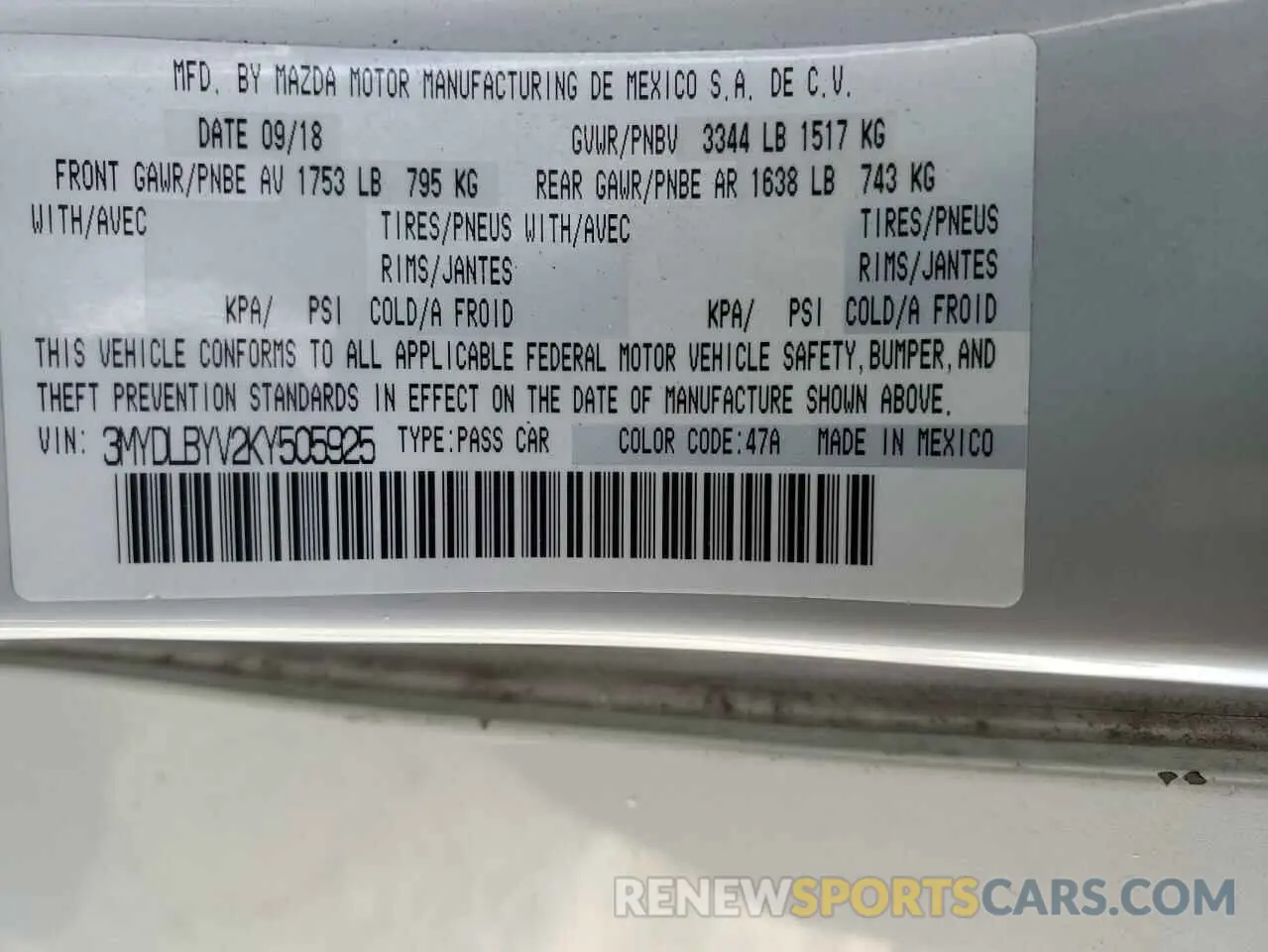 13 Photograph of a damaged car 3MYDLBYV2KY505925 TOYOTA YARIS 2019