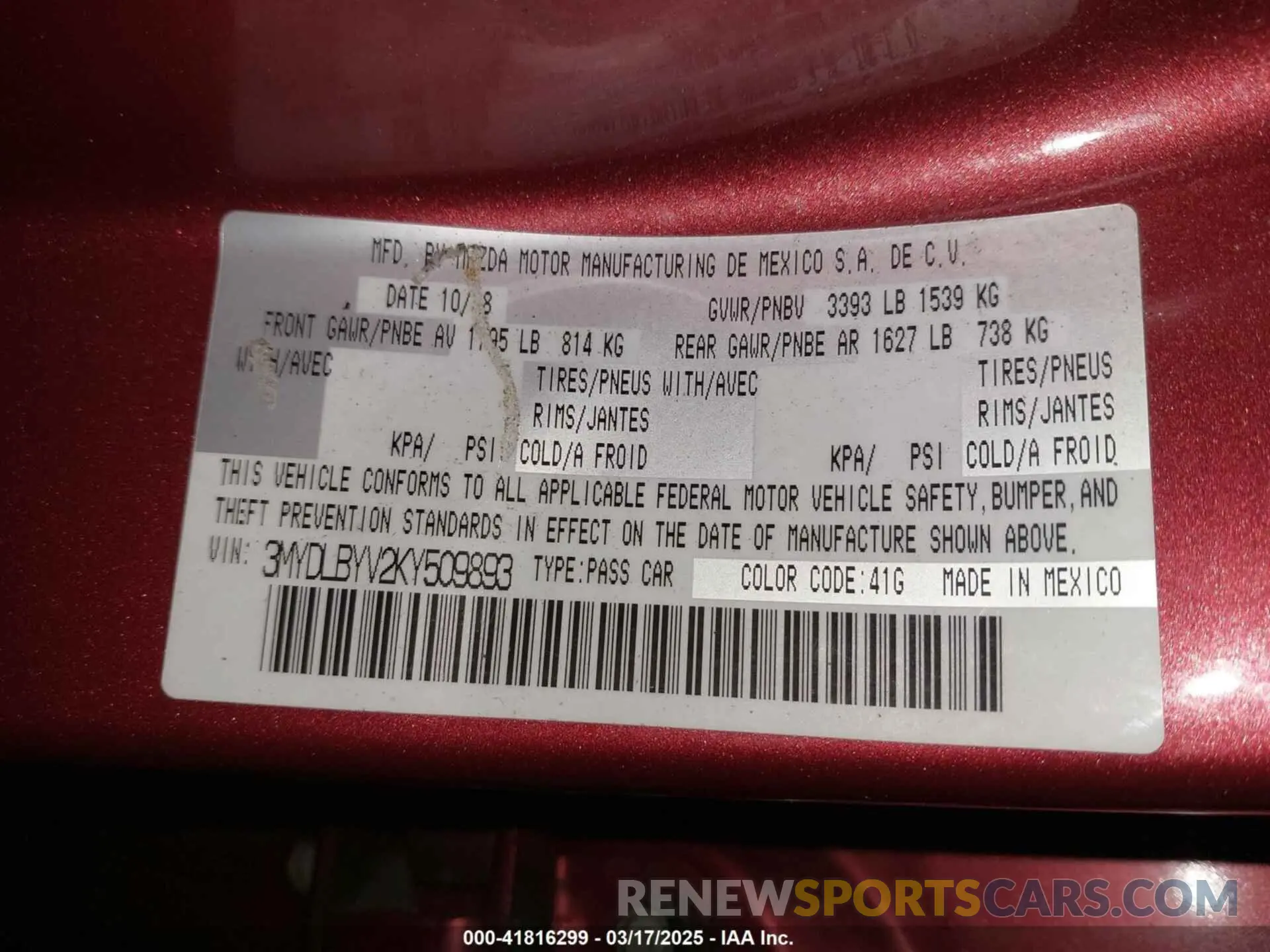 9 Photograph of a damaged car 3MYDLBYV2KY509893 TOYOTA YARIS 2019