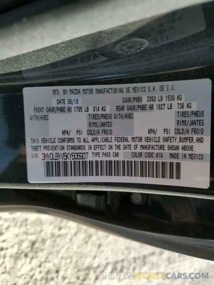 12 Photograph of a damaged car 3MYDLBYV5KY506907 TOYOTA YARIS 2019