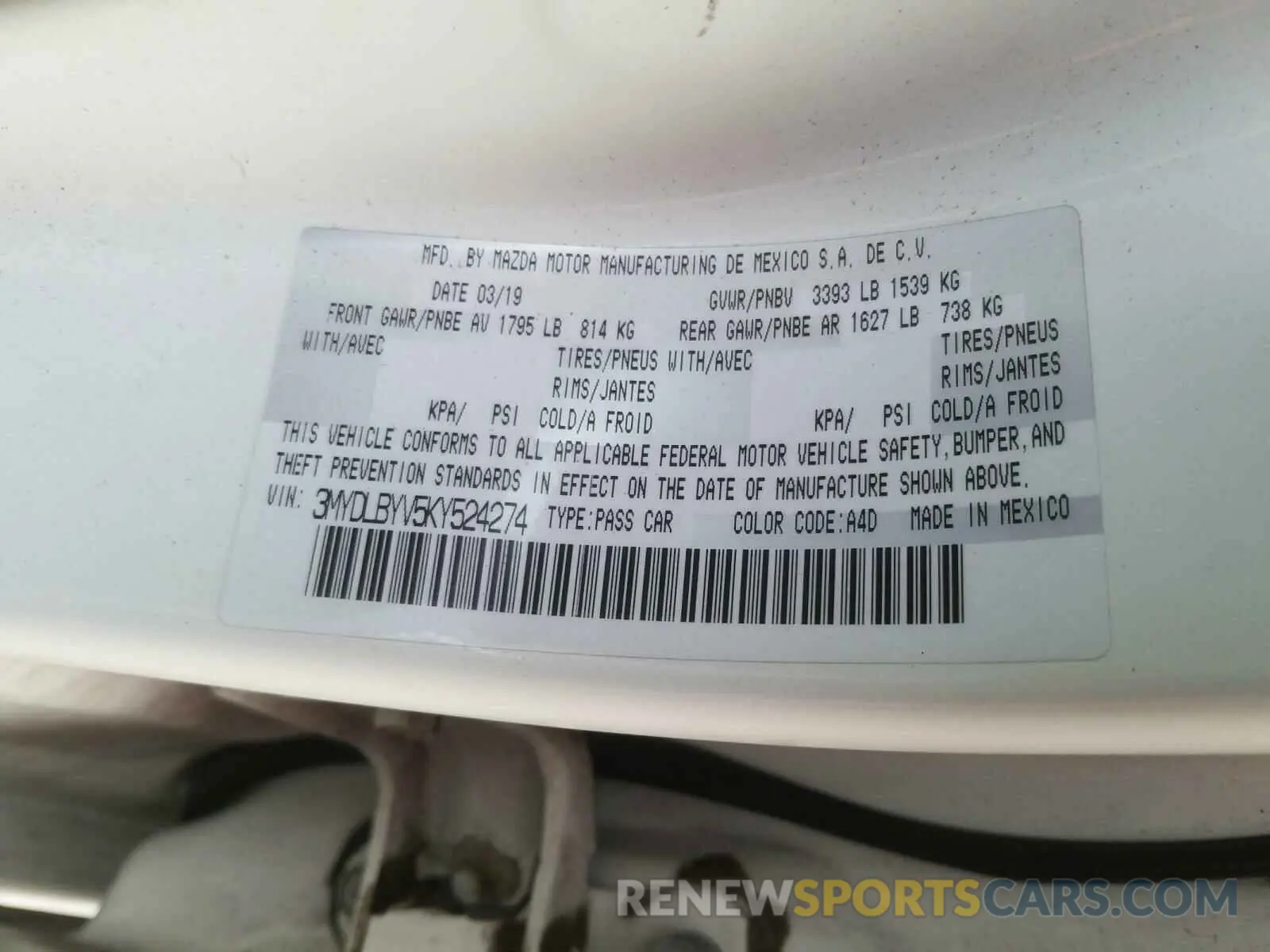 10 Photograph of a damaged car 3MYDLBYV5KY524274 TOYOTA YARIS 2019