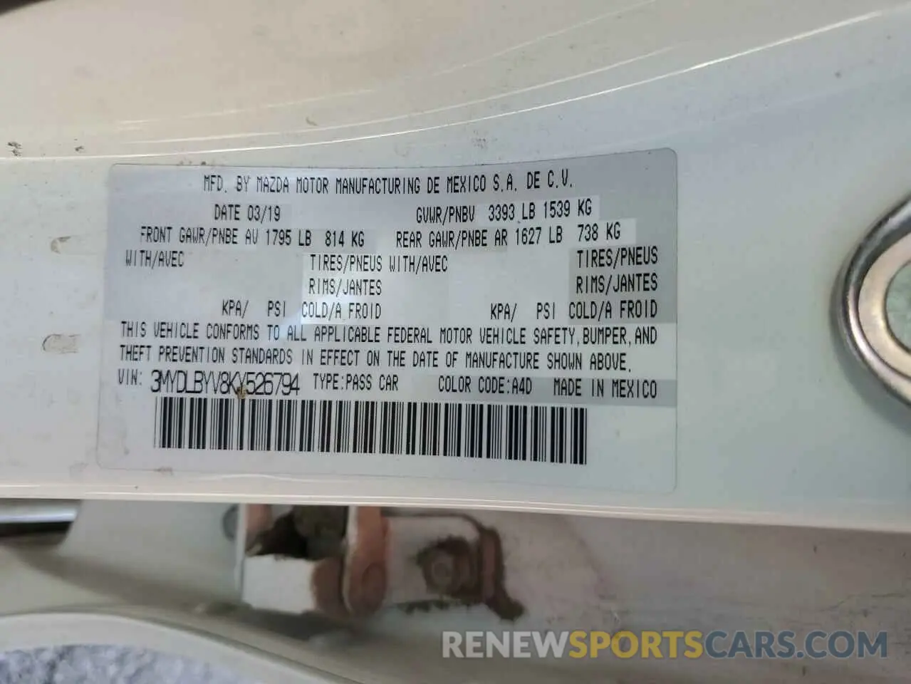 12 Photograph of a damaged car 3MYDLBYV8KY526794 TOYOTA YARIS 2019