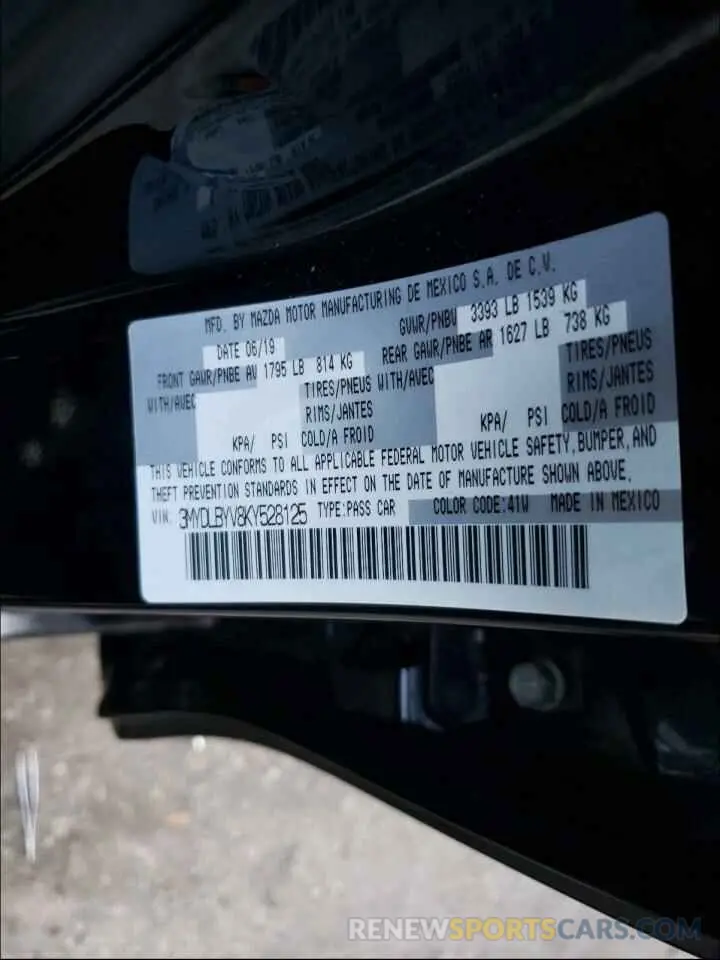 10 Photograph of a damaged car 3MYDLBYV8KY528125 TOYOTA YARIS 2019