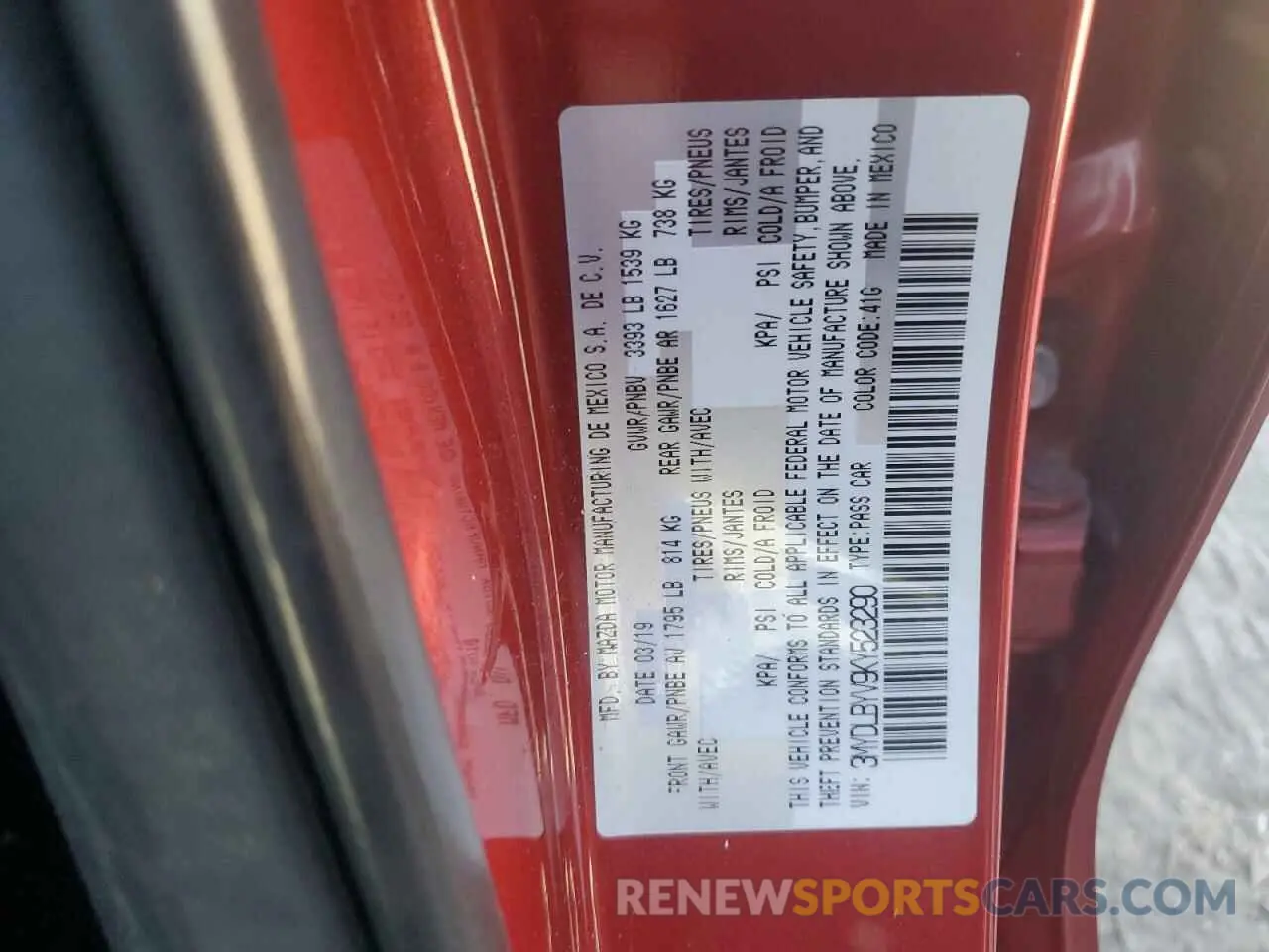 13 Photograph of a damaged car 3MYDLBYV9KY523290 TOYOTA YARIS 2019
