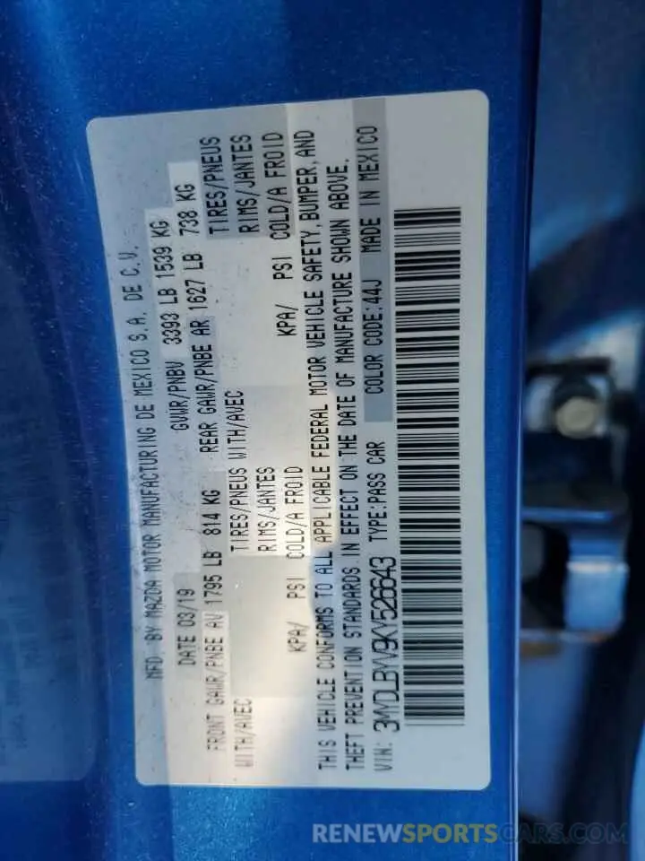 12 Photograph of a damaged car 3MYDLBYV9KY526643 TOYOTA YARIS 2019