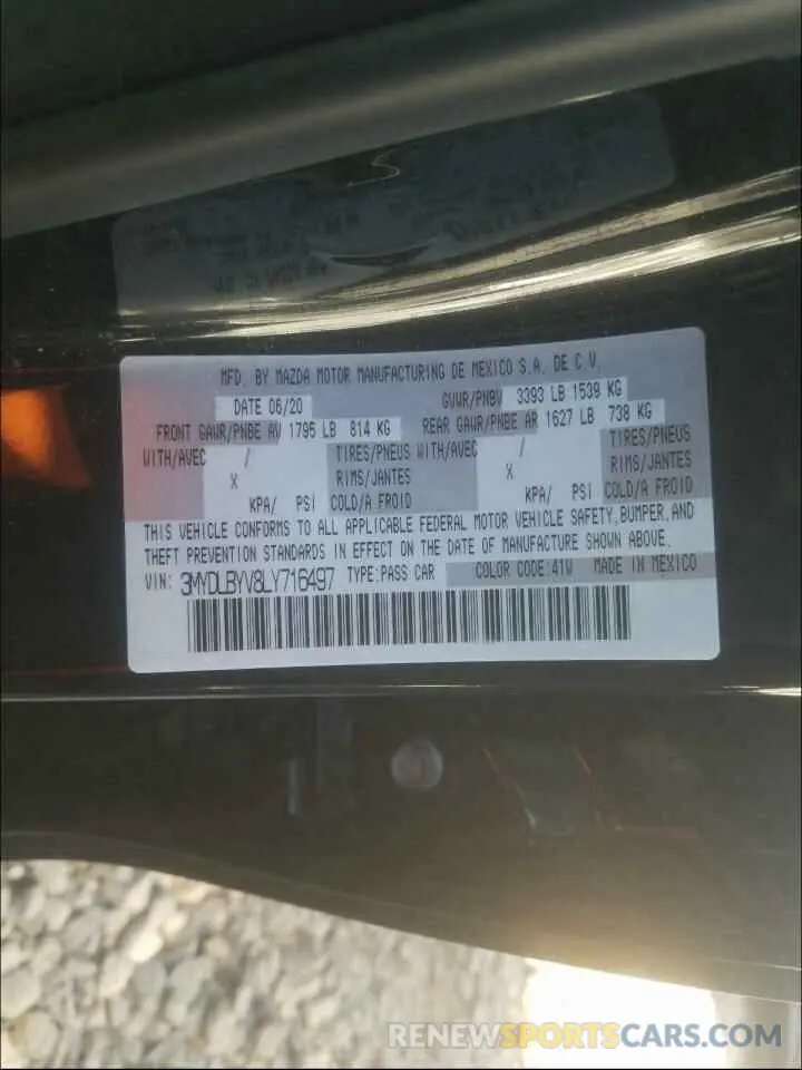 10 Photograph of a damaged car 3MYDLBYV8LY716497 TOYOTA YARIS 2020