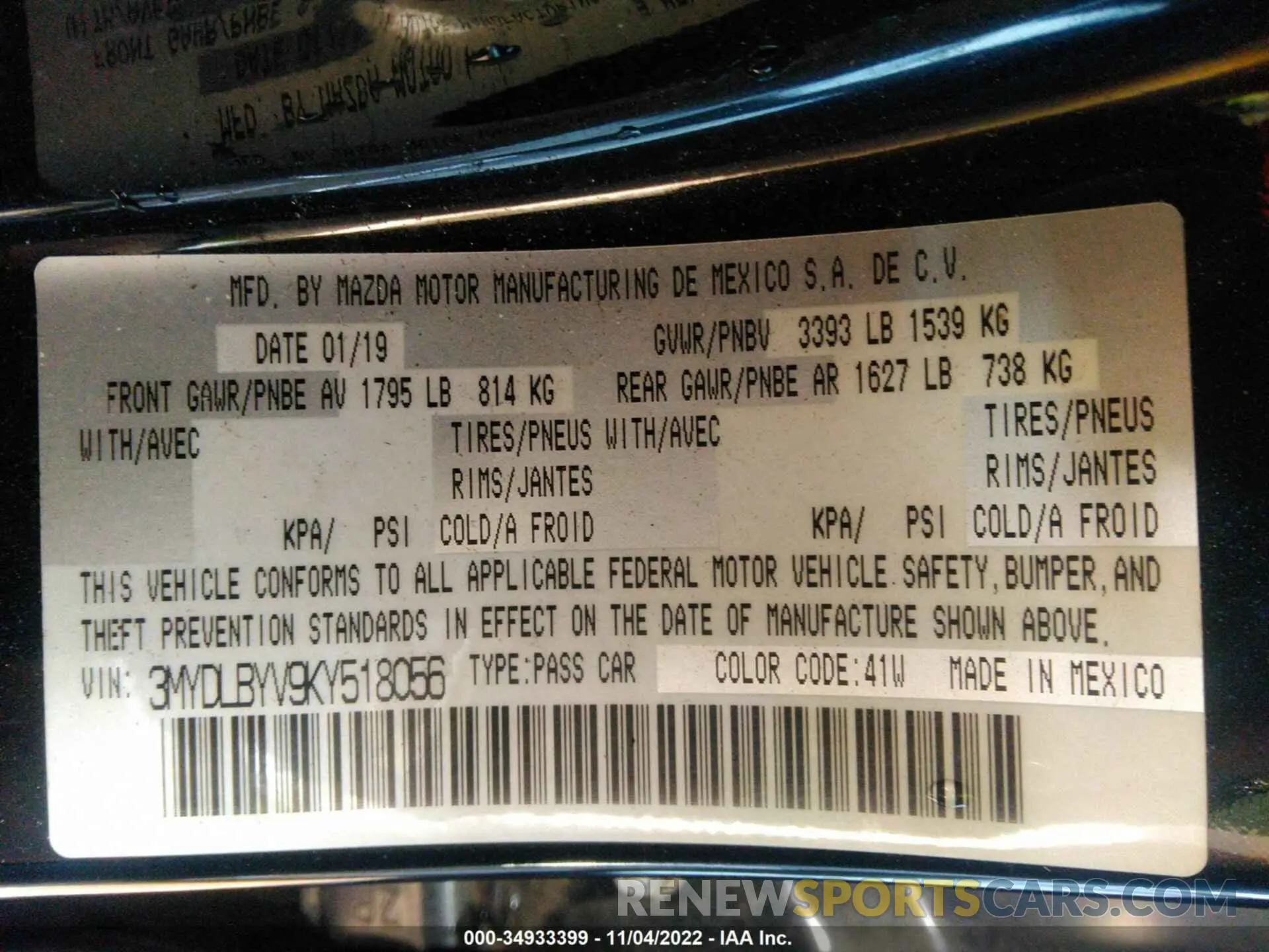 9 Photograph of a damaged car 3MYDLBYV9KY518056 TOYOTA YARIS SEDAN 2019