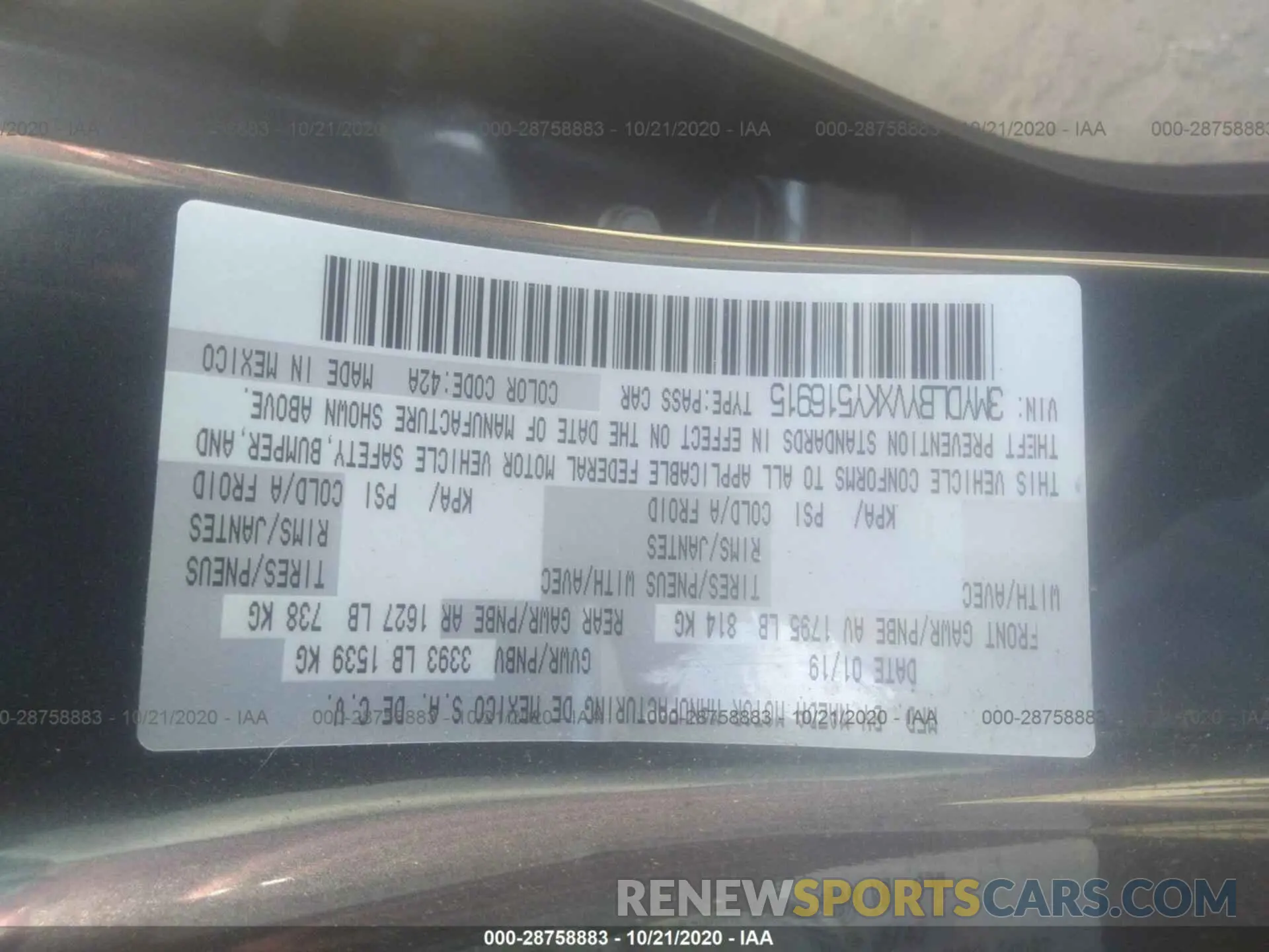 9 Photograph of a damaged car 3MYDLBYVXKY516915 TOYOTA YARIS SEDAN 2019