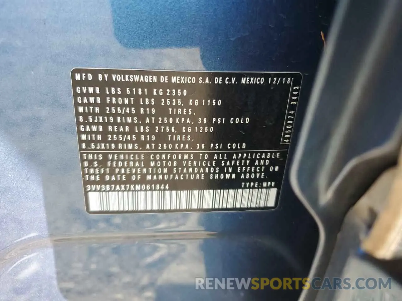 13 Фотография поврежденного автомобиля 3VV3B7AX7KM061844 VOLKSWAGEN 25606 2019