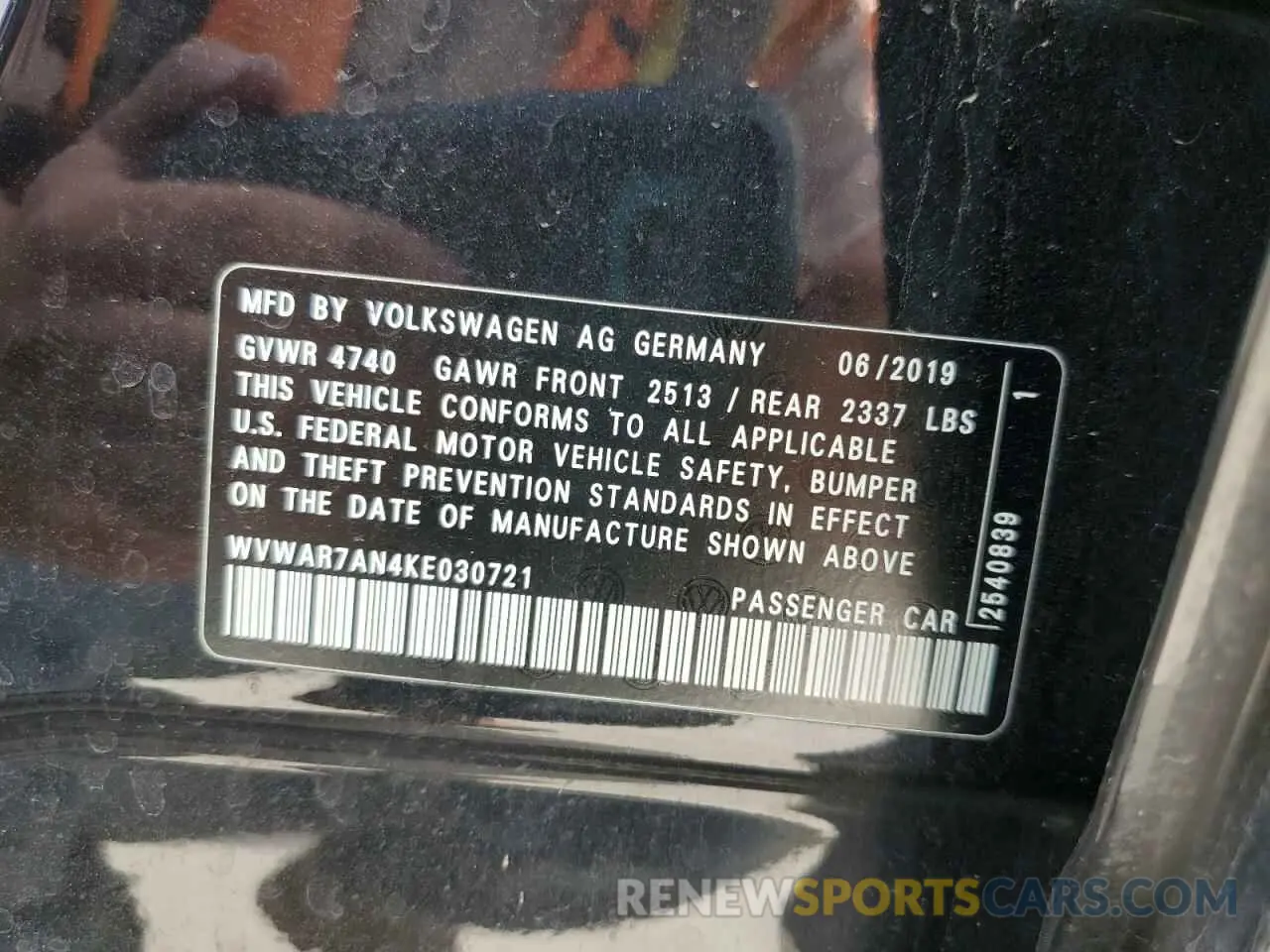 12 Photograph of a damaged car WVWAR7AN4KE030721 VOLKSWAGEN ARTEON 2019